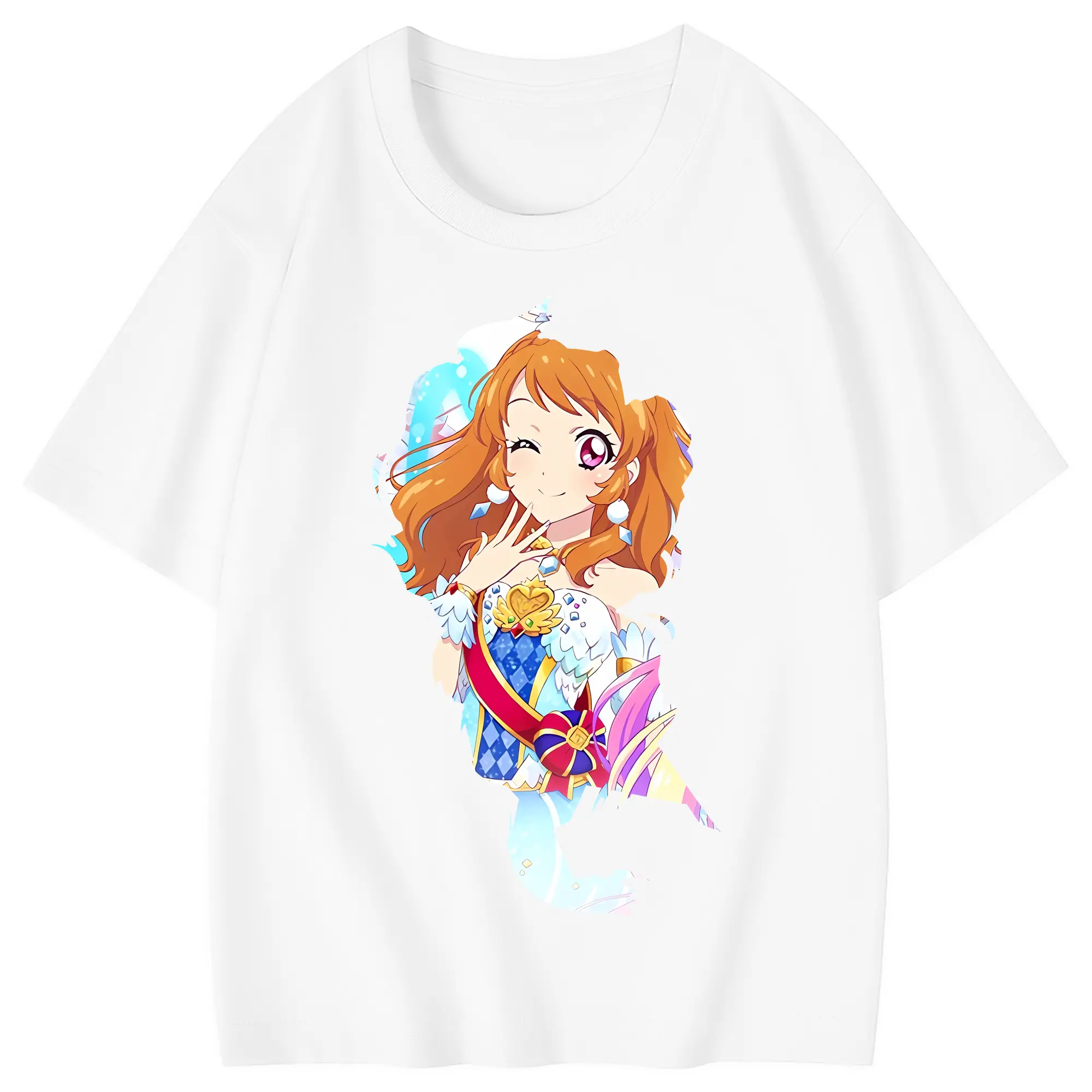 アイカツ グッズ 大空 あかり - 綿100％ キッズTシャツ ・ フロントプリント ・ 快適 通気性 ・ スポーツ カジュアル 散歩用
