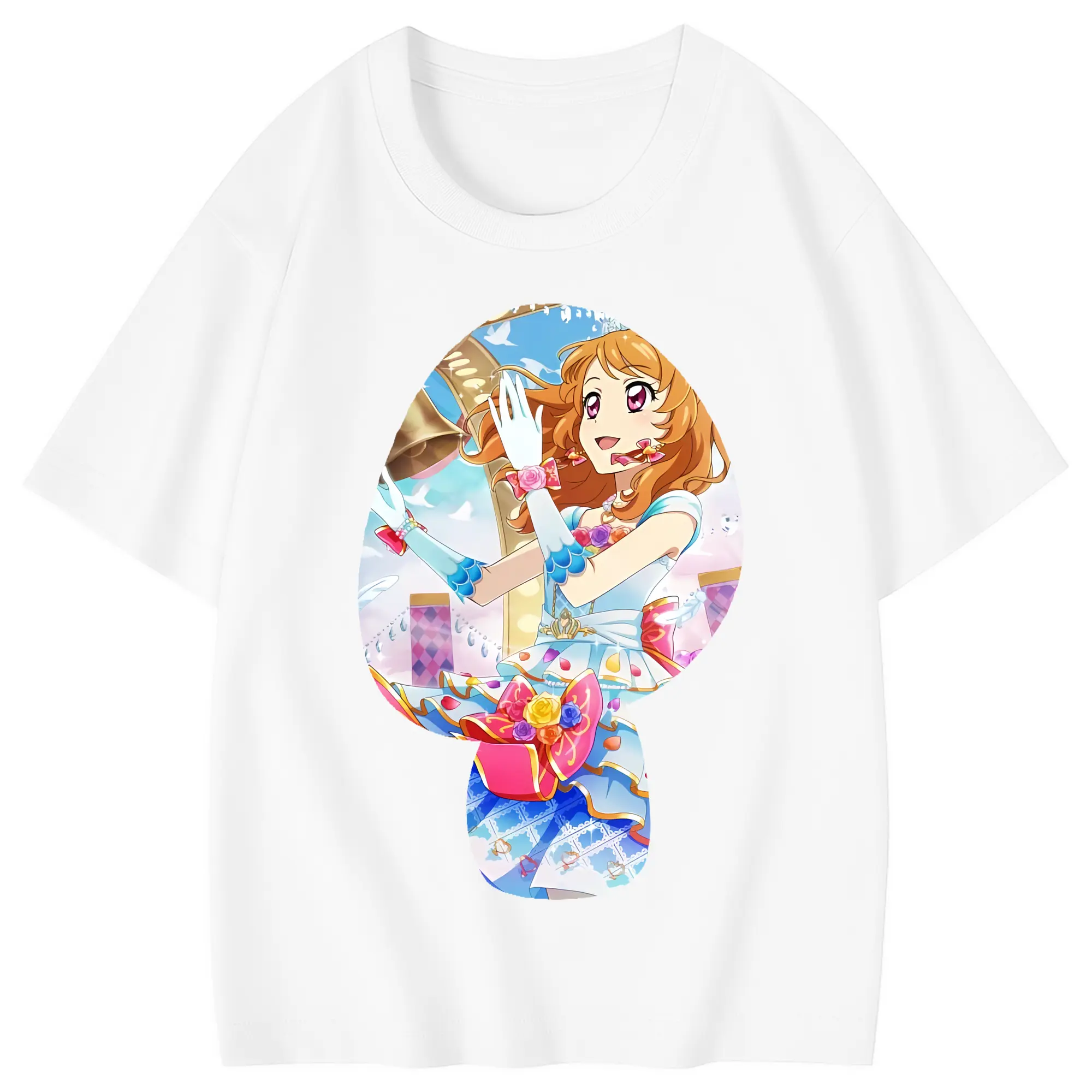 アイカツ グッズ 大空 あかり - 綿100％ キッズTシャツ ・ フロントプリント ・ 快適 通気性 ・ スポーツ カジュアル 散歩用