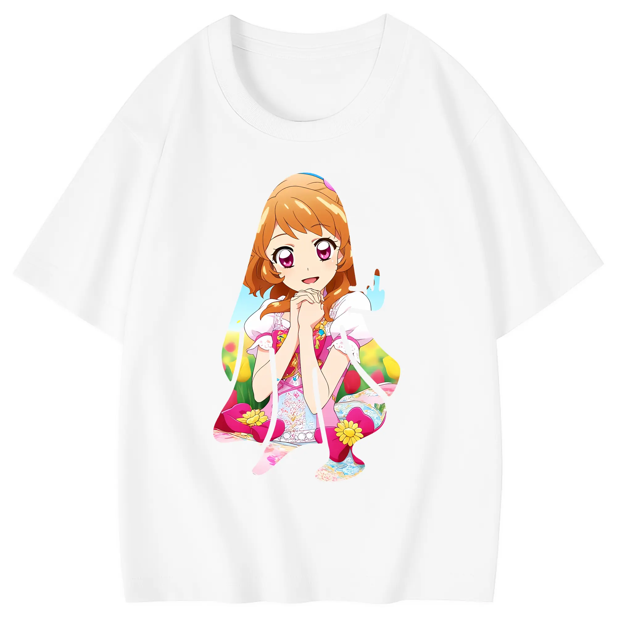 アイカツ グッズ 大空 あかり - 綿100％ キッズTシャツ ・ フロントプリント ・ 快適 通気性 ・ スポーツ カジュアル 散歩用