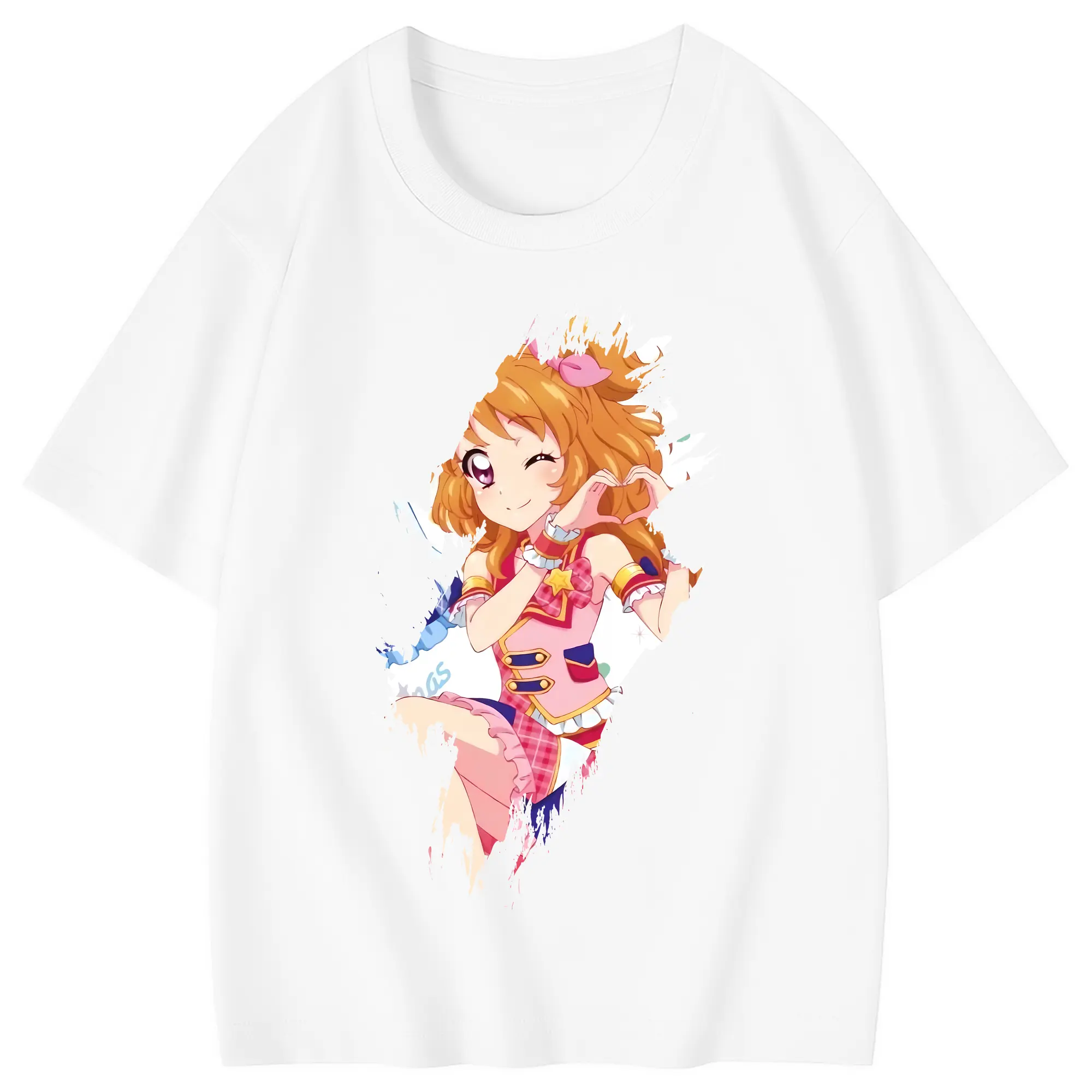 アイカツ グッズ 大空 あかり - 綿100％ キッズTシャツ ・ フロントプリント ・ 快適 通気性 ・ スポーツ カジュアル 散歩用