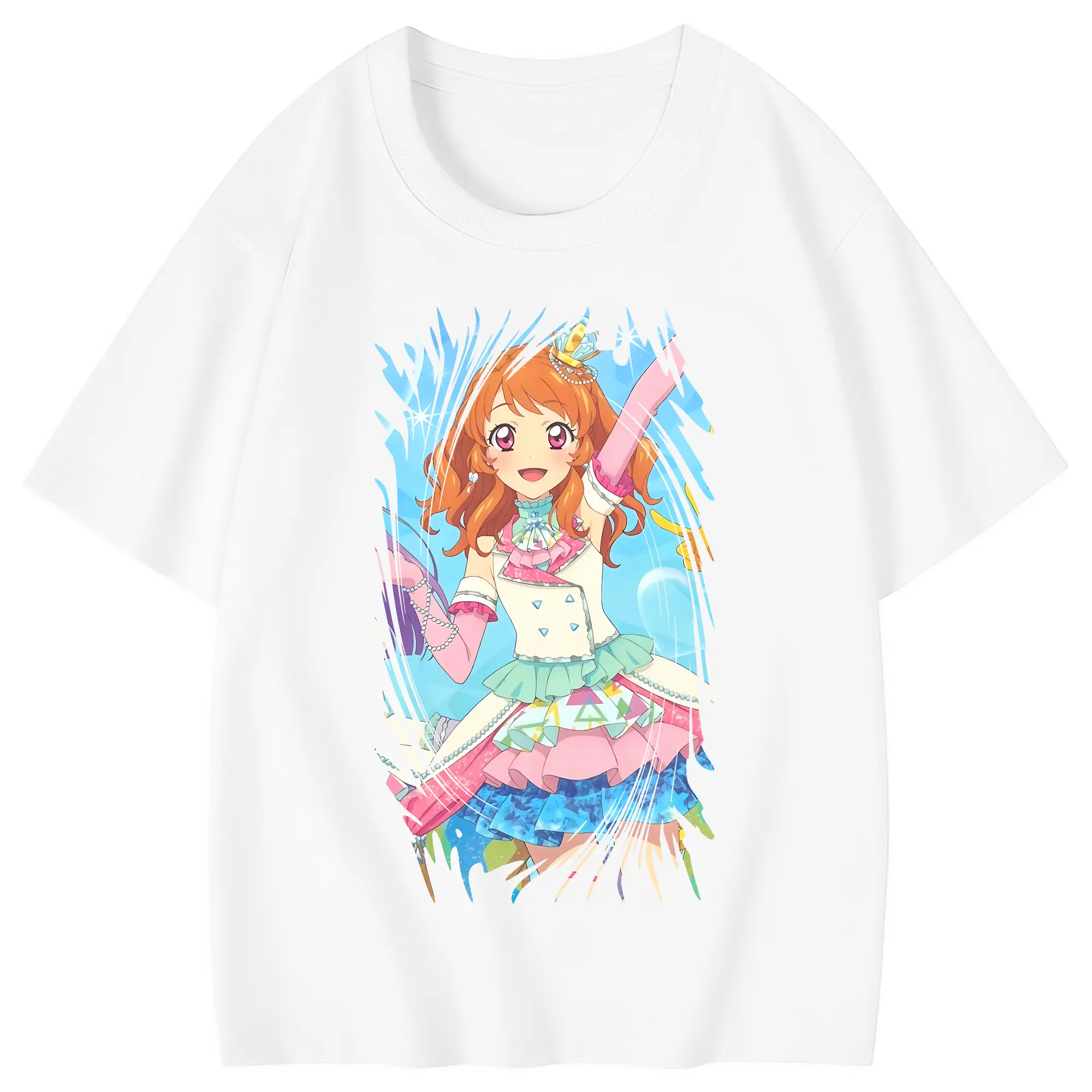 アイカツ グッズ 大空 あかり - 綿100％ キッズTシャツ ・ フロントプリント ・ 快適 通気性 ・ スポーツ カジュアル 散歩用