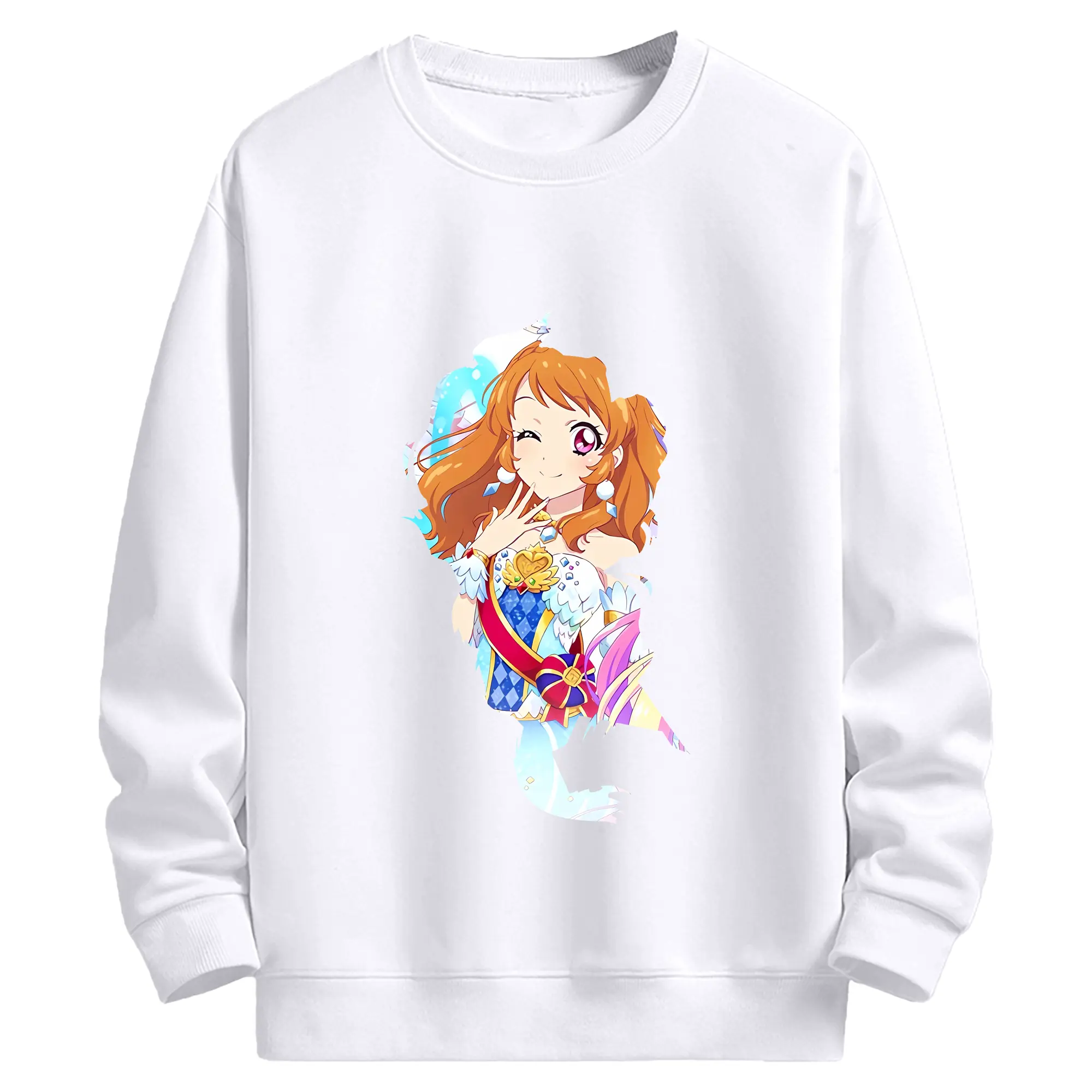 アイカツ グッズ 大空 あかり - 高品質 クルーネック スウェット ・ コットン59％ ポリエステル41％ ・ ユニセックス 長袖 トレーナー ・ カジュアル デイリー スポーツ 散歩用