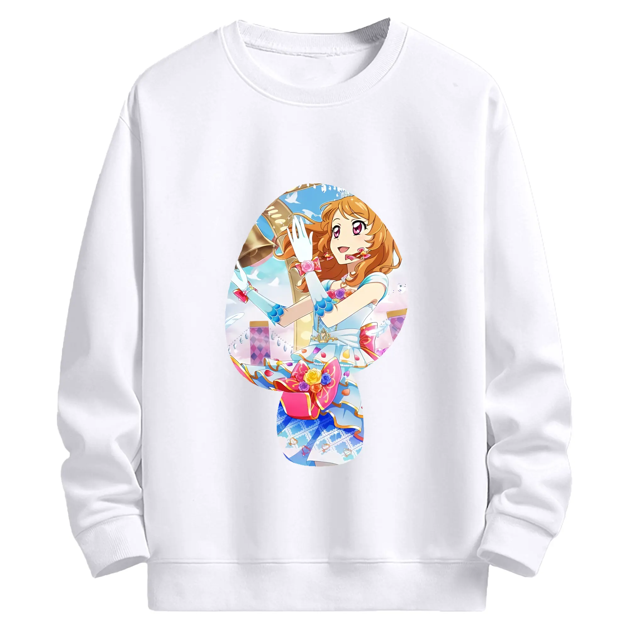 アイカツ グッズ 大空 あかり - 高品質 クルーネック スウェット ・ コットン59％ ポリエステル41％ ・ ユニセックス 長袖 トレーナー ・ カジュアル デイリー スポーツ 散歩用