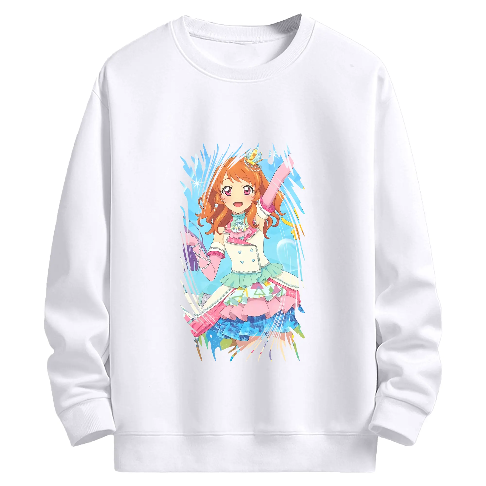 アイカツ グッズ 大空 あかり - 高品質 クルーネック スウェット ・ コットン59％ ポリエステル41％ ・ ユニセックス 長袖 トレーナー ・ カジュアル デイリー スポーツ 散歩用