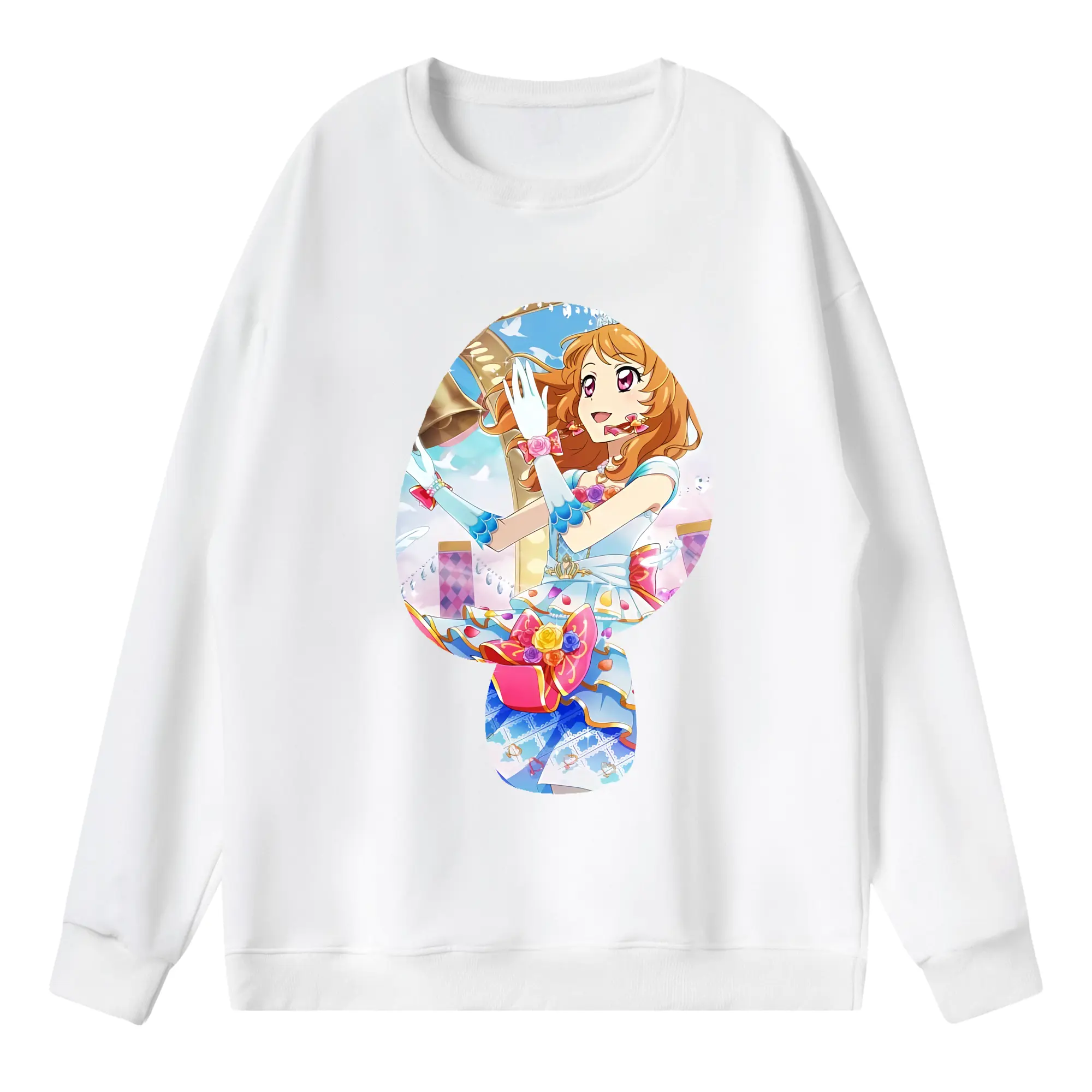 アイカツ グッズ 大空 あかり - 薄手 クルーネック スウェット 裏毛260g · ポリエステル 春秋向け カジュアル 男女兼用 · トレーナー デイリー スポーツ 散歩に最適