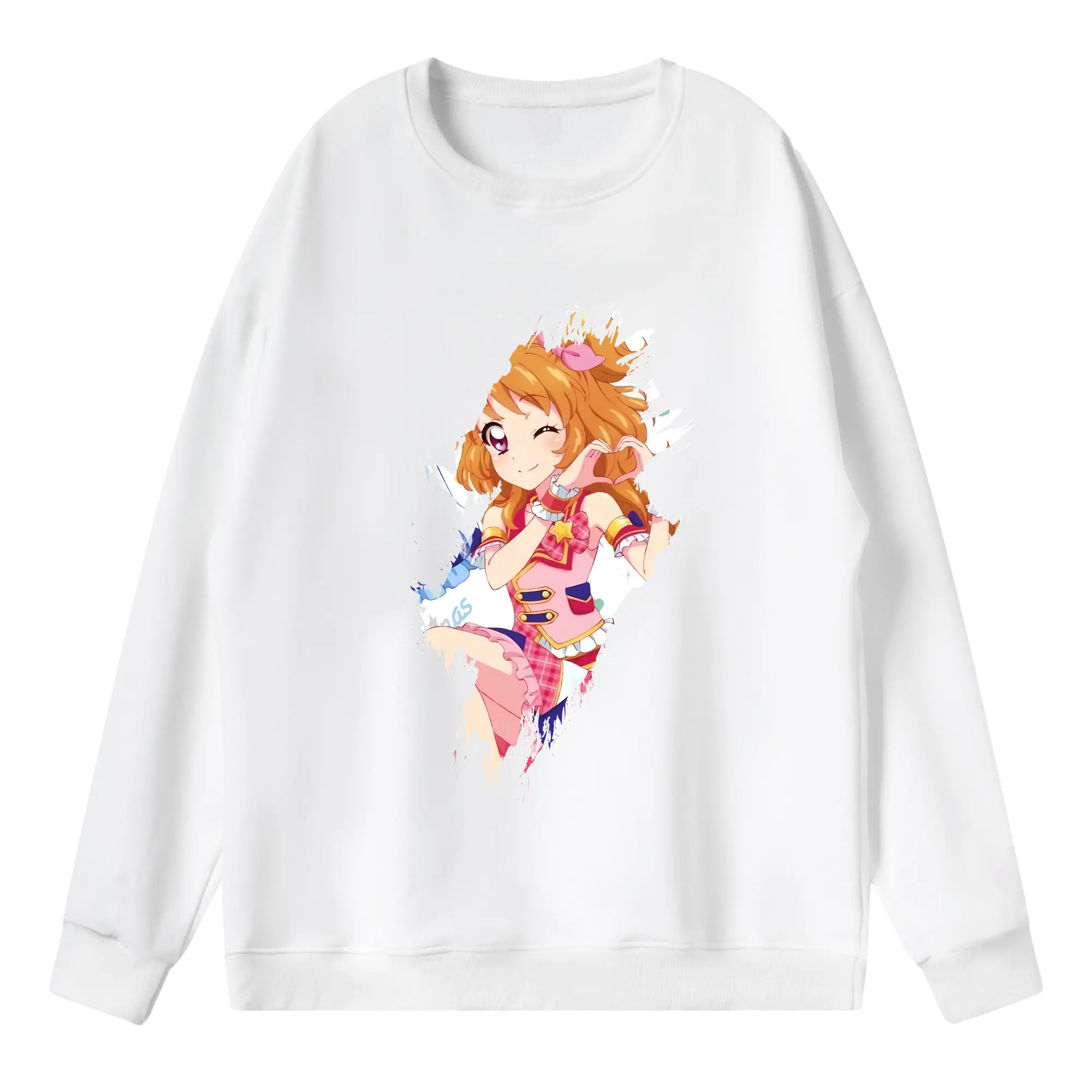 アイカツ グッズ 大空 あかり - 薄手 クルーネック スウェット 裏毛260g · ポリエステル 春秋向け カジュアル 男女兼用 · トレーナー デイリー スポーツ 散歩に最適