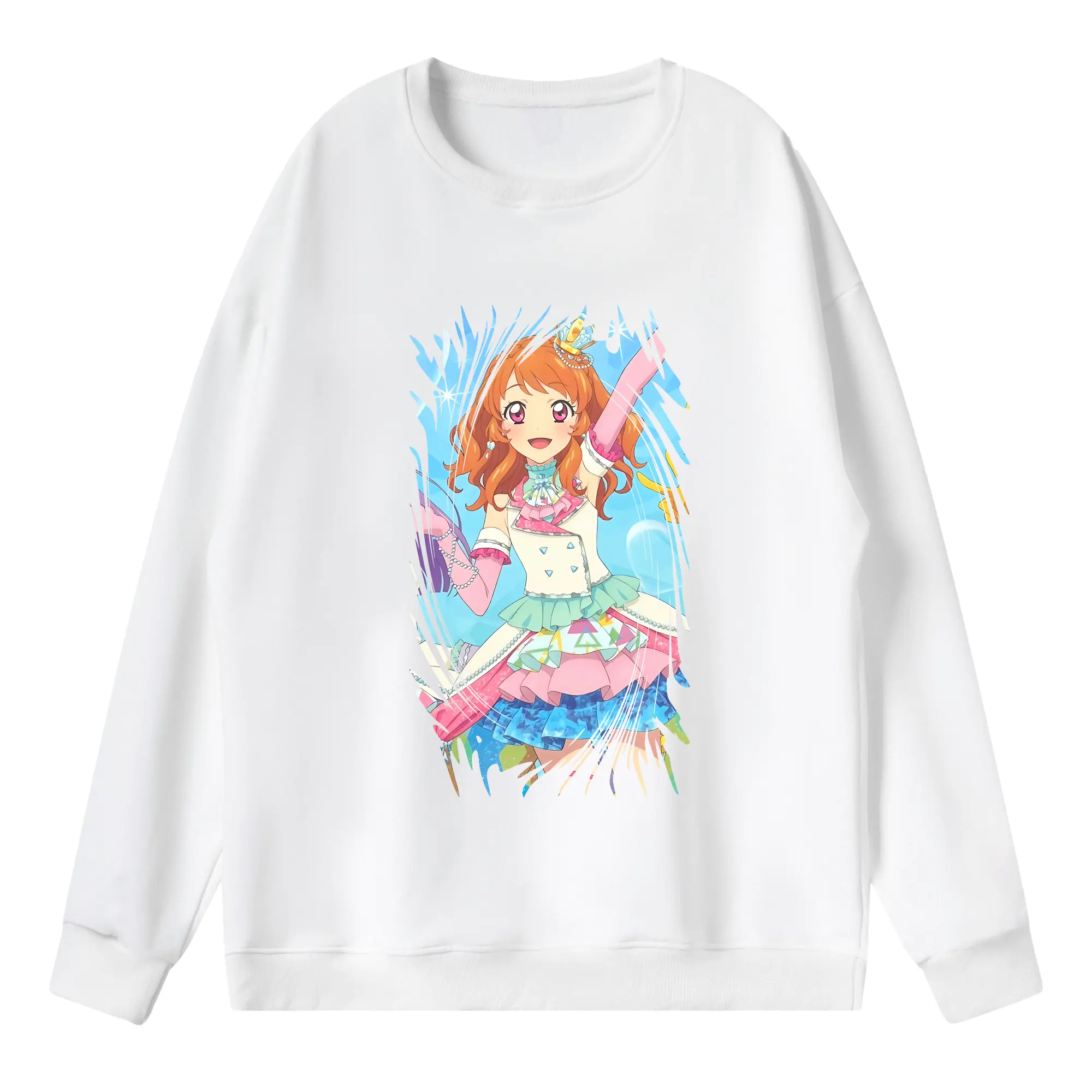 アイカツ グッズ 大空 あかり - 薄手 クルーネック スウェット 裏毛260g · ポリエステル 春秋向け カジュアル 男女兼用 · トレーナー デイリー スポーツ 散歩に最適