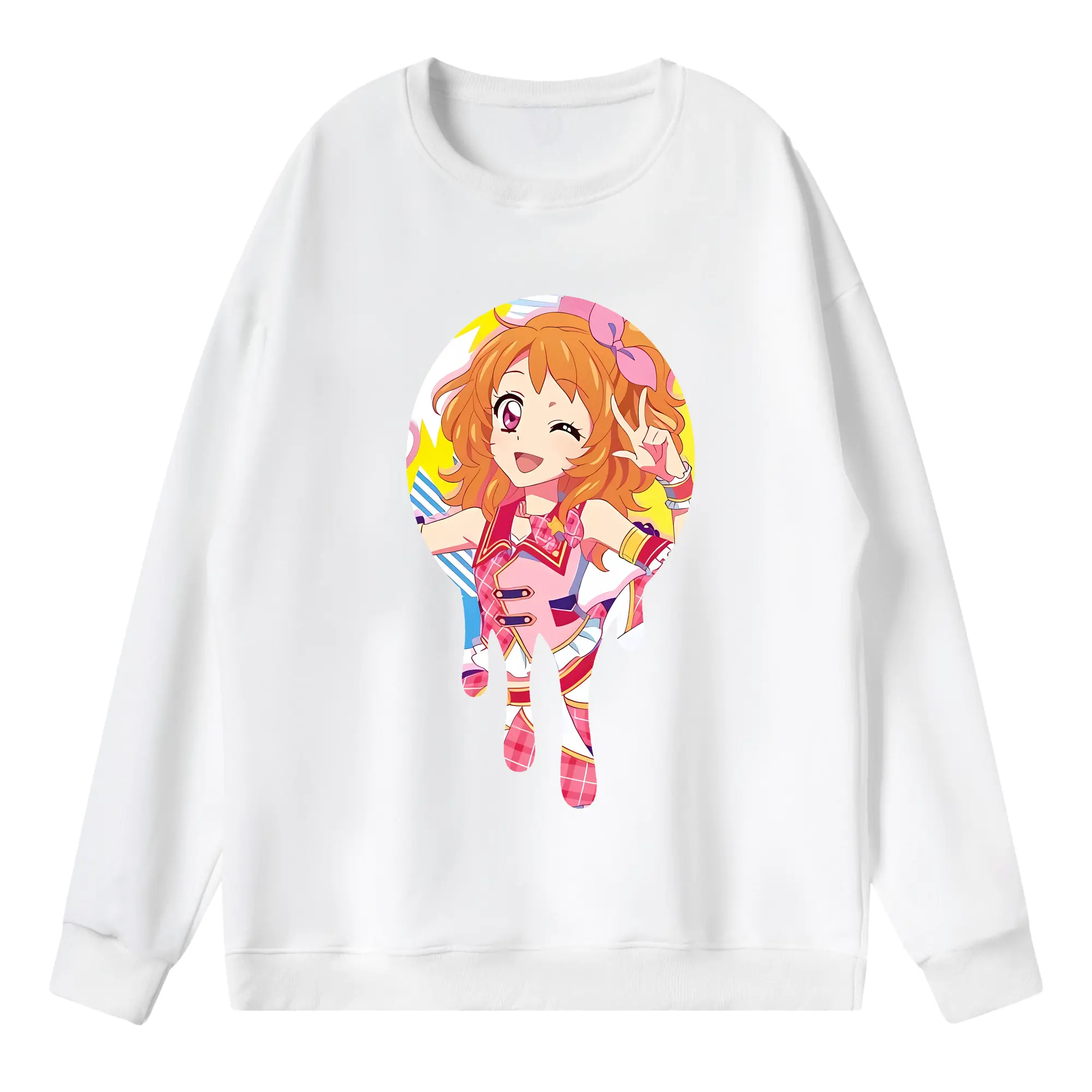 アイカツ グッズ 大空 あかり - 薄手 クルーネック スウェット 裏毛260g · ポリエステル 春秋向け カジュアル 男女兼用 · トレーナー デイリー スポーツ 散歩に最適