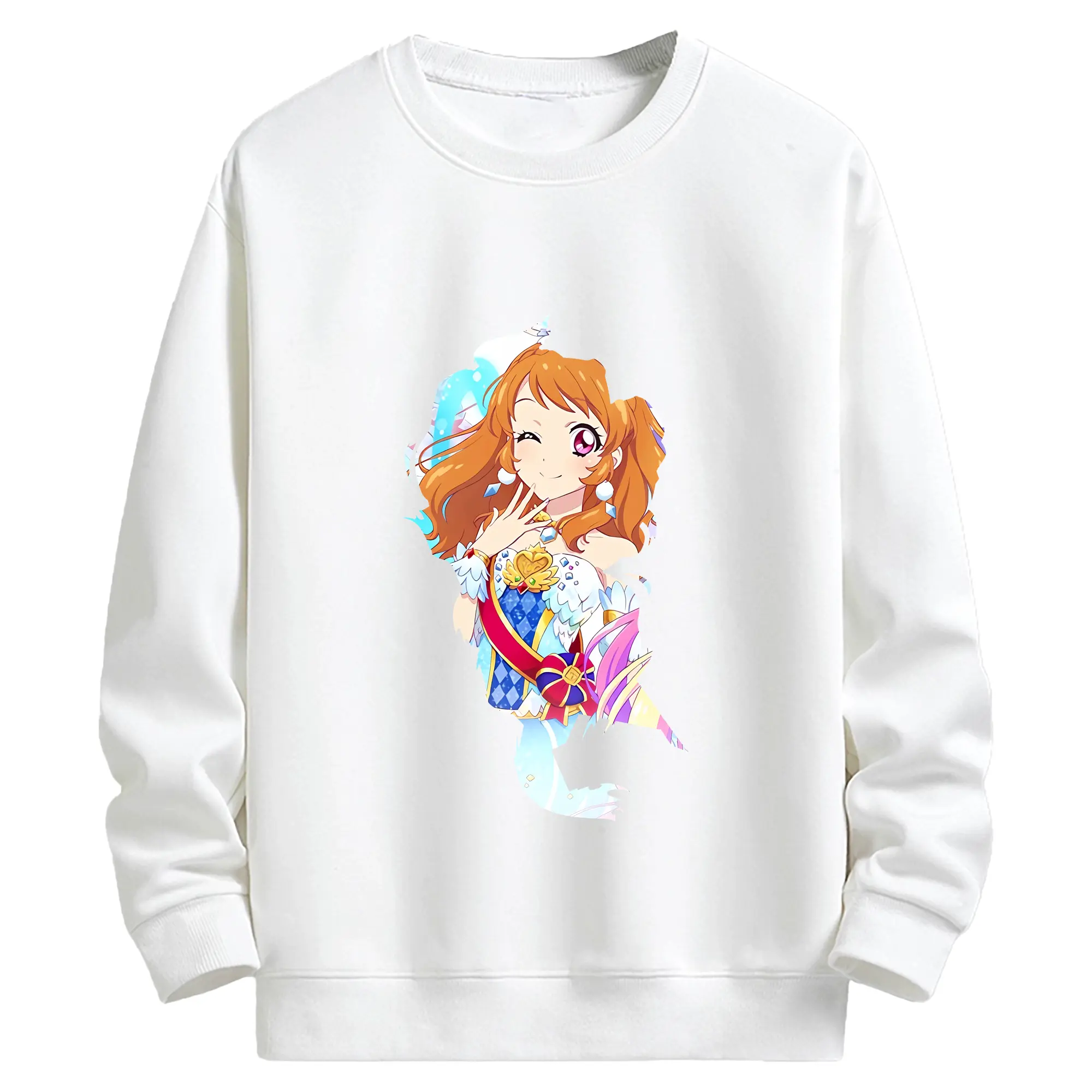 アイカツ グッズ 大空 あかり - キッズ クルーネックスウェットシャツ ・ フロントプリント ・ 綿80％ ポリエステル20％ ・ 快適 通学 スポーツ 日常使い お散歩用