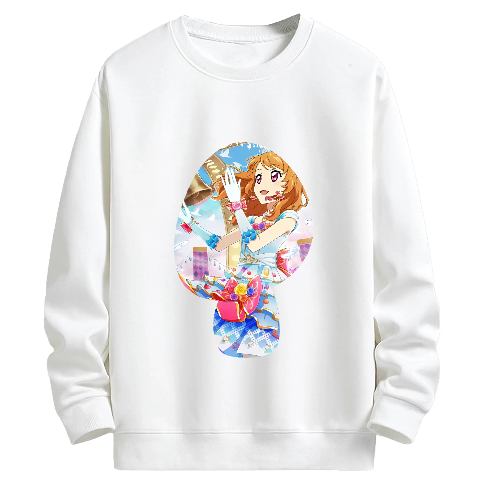 アイカツ グッズ 大空 あかり - キッズ クルーネックスウェットシャツ ・ フロントプリント ・ 綿80％ ポリエステル20％ ・ 快適 通学 スポーツ 日常使い お散歩用