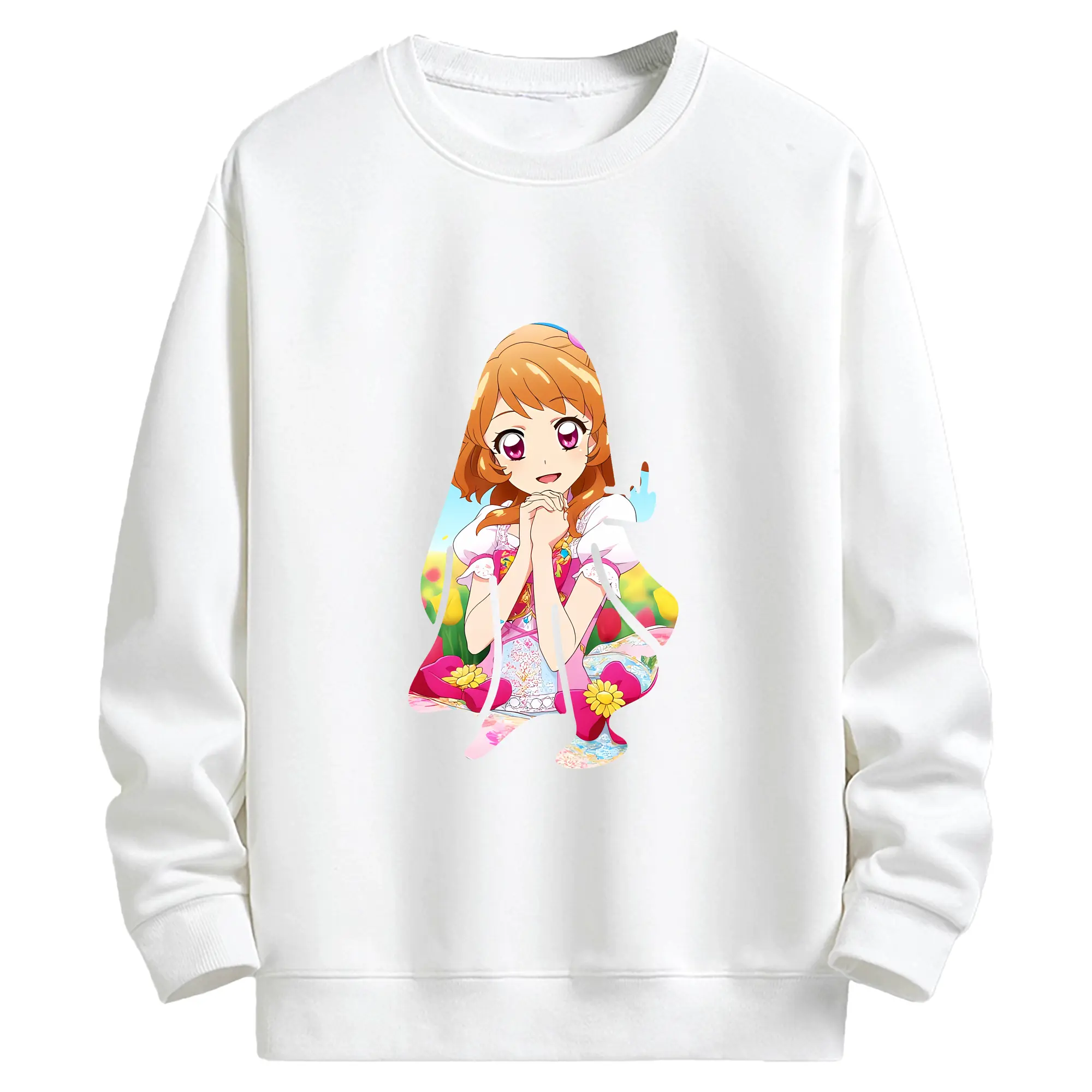 アイカツ グッズ 大空 あかり - キッズ クルーネックスウェットシャツ ・ フロントプリント ・ 綿80％ ポリエステル20％ ・ 快適 通学 スポーツ 日常使い お散歩用