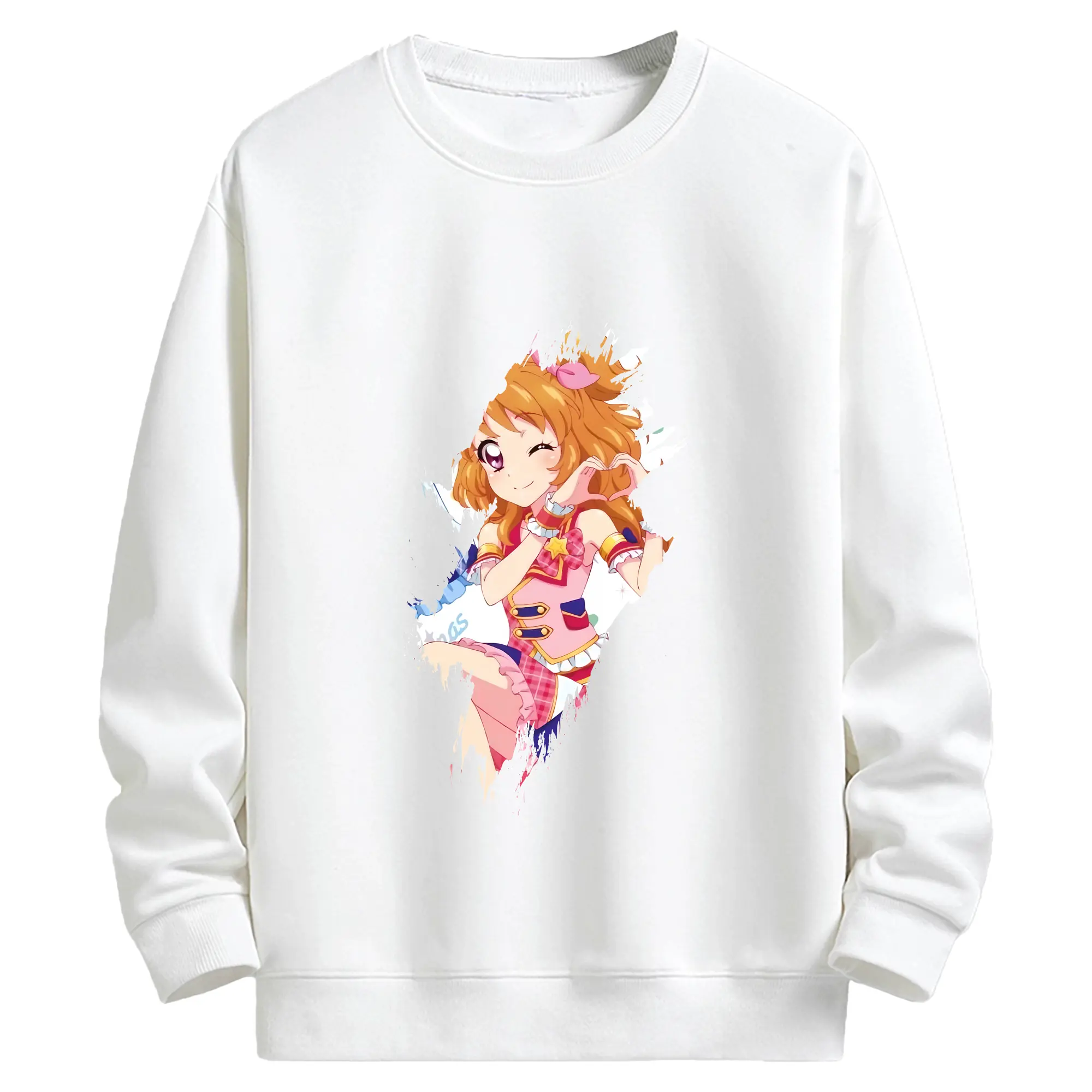 アイカツ グッズ 大空 あかり - キッズ クルーネックスウェットシャツ ・ フロントプリント ・ 綿80％ ポリエステル20％ ・ 快適 通学 スポーツ 日常使い お散歩用