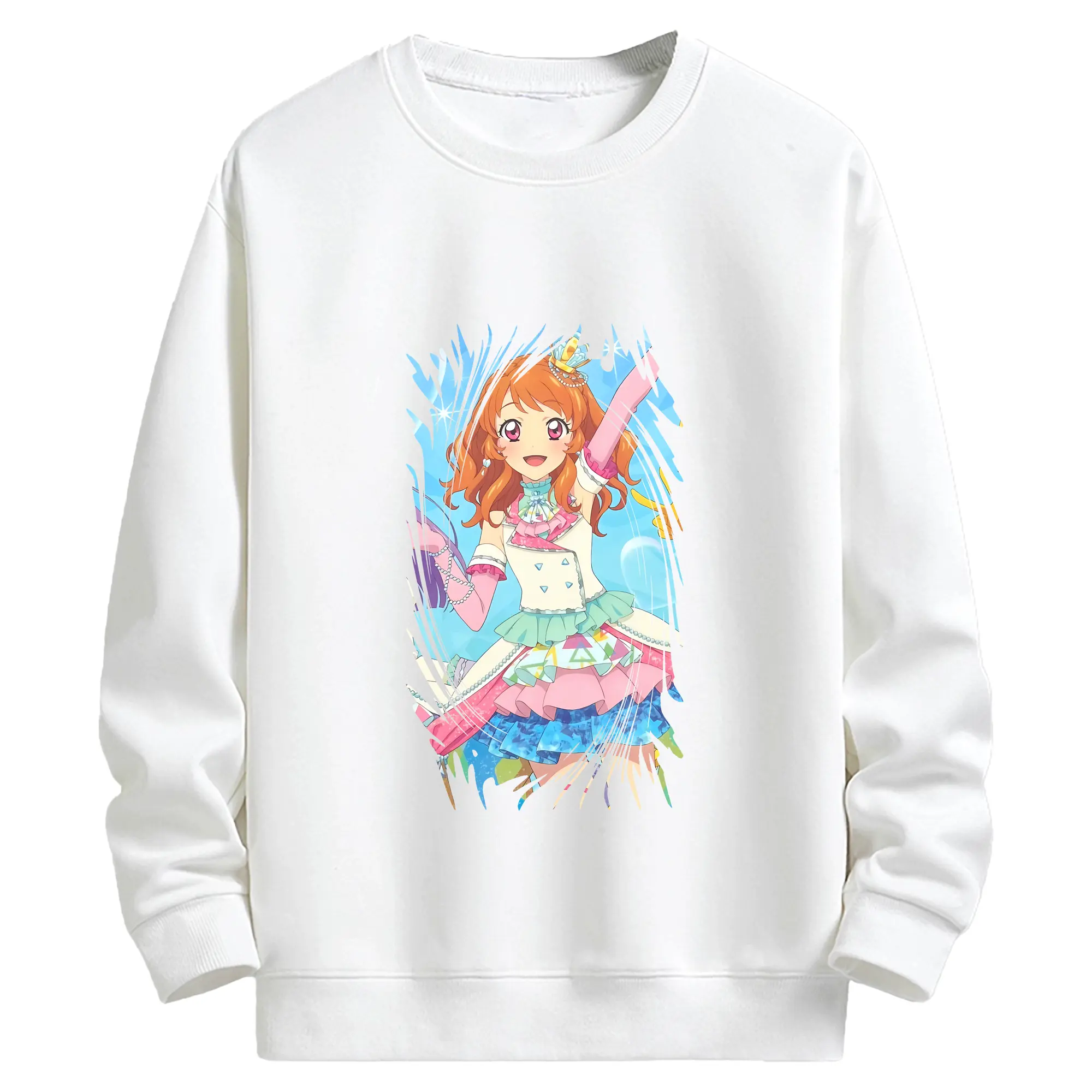 アイカツ グッズ 大空 あかり - キッズ クルーネックスウェットシャツ ・ フロントプリント ・ 綿80％ ポリエステル20％ ・ 快適 通学 スポーツ 日常使い お散歩用