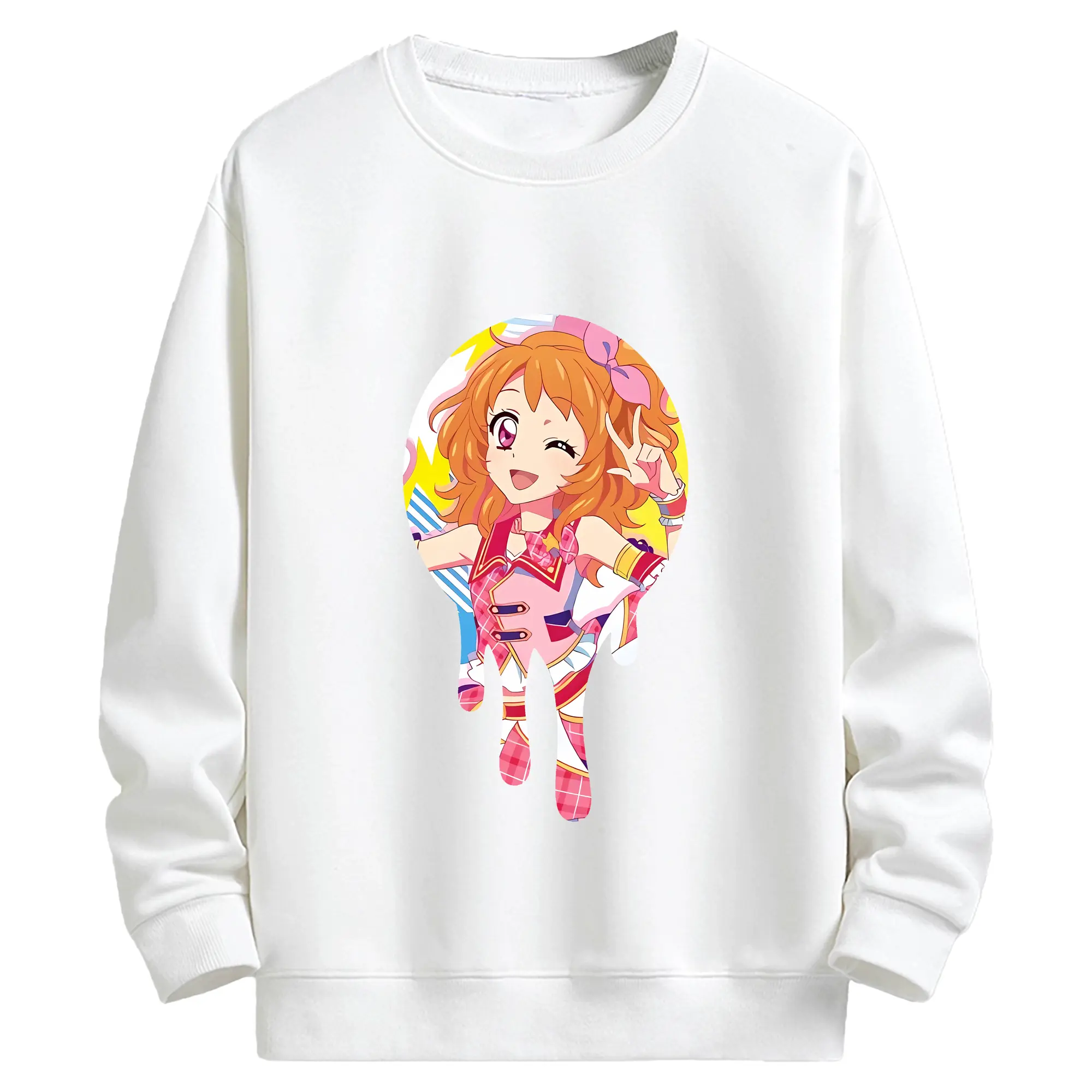 アイカツ グッズ 大空 あかり - キッズ クルーネックスウェットシャツ ・ フロントプリント ・ 綿80％ ポリエステル20％ ・ 快適 通学 スポーツ 日常使い お散歩用