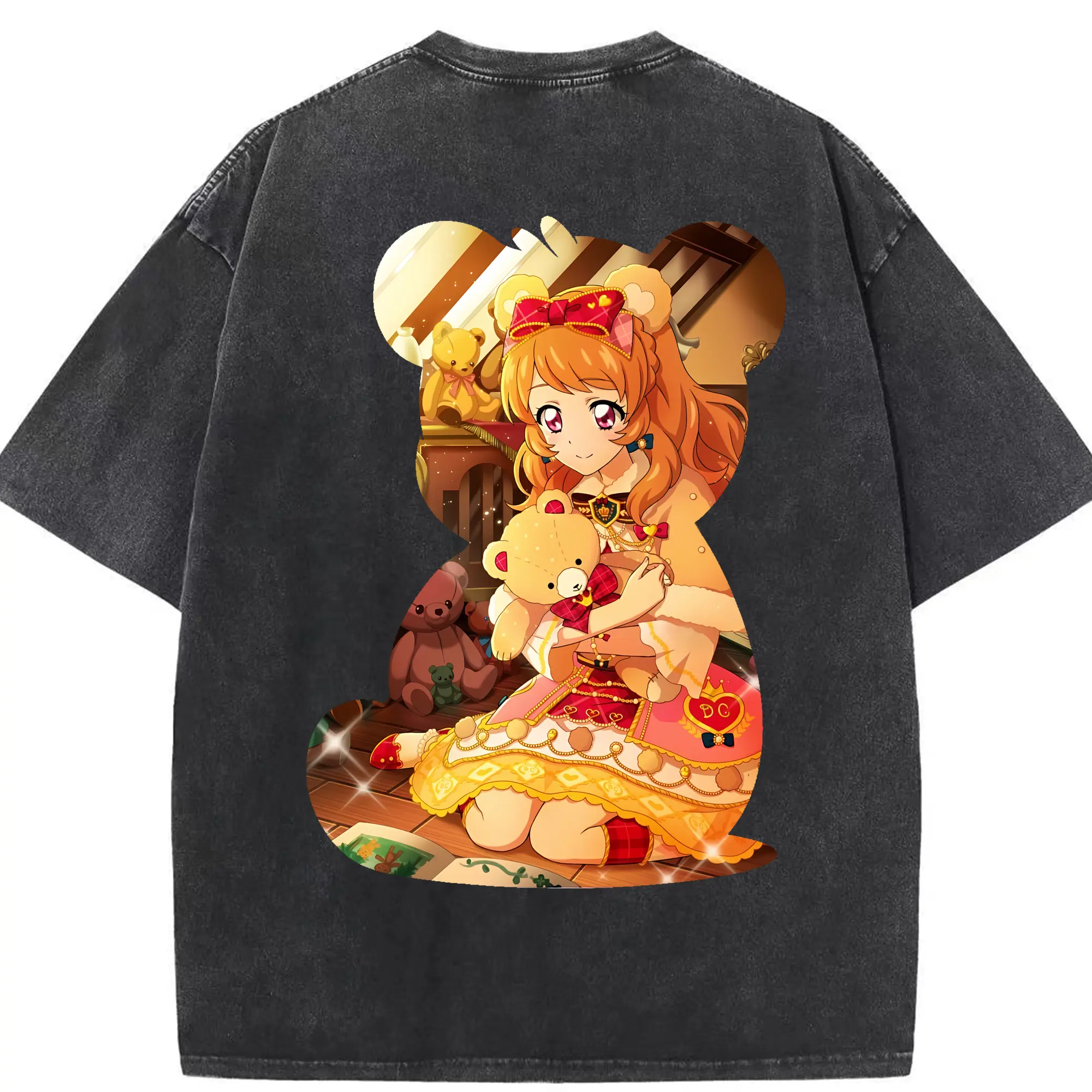 アイカツ グッズ 大空 あかり - 綿100％ ヴィンテージ風 半袖Tシャツ ・ 背面プリント ・ 柔らか肌触り ・ 通気性 快適 ・ スポーツ カジュアル 外出用