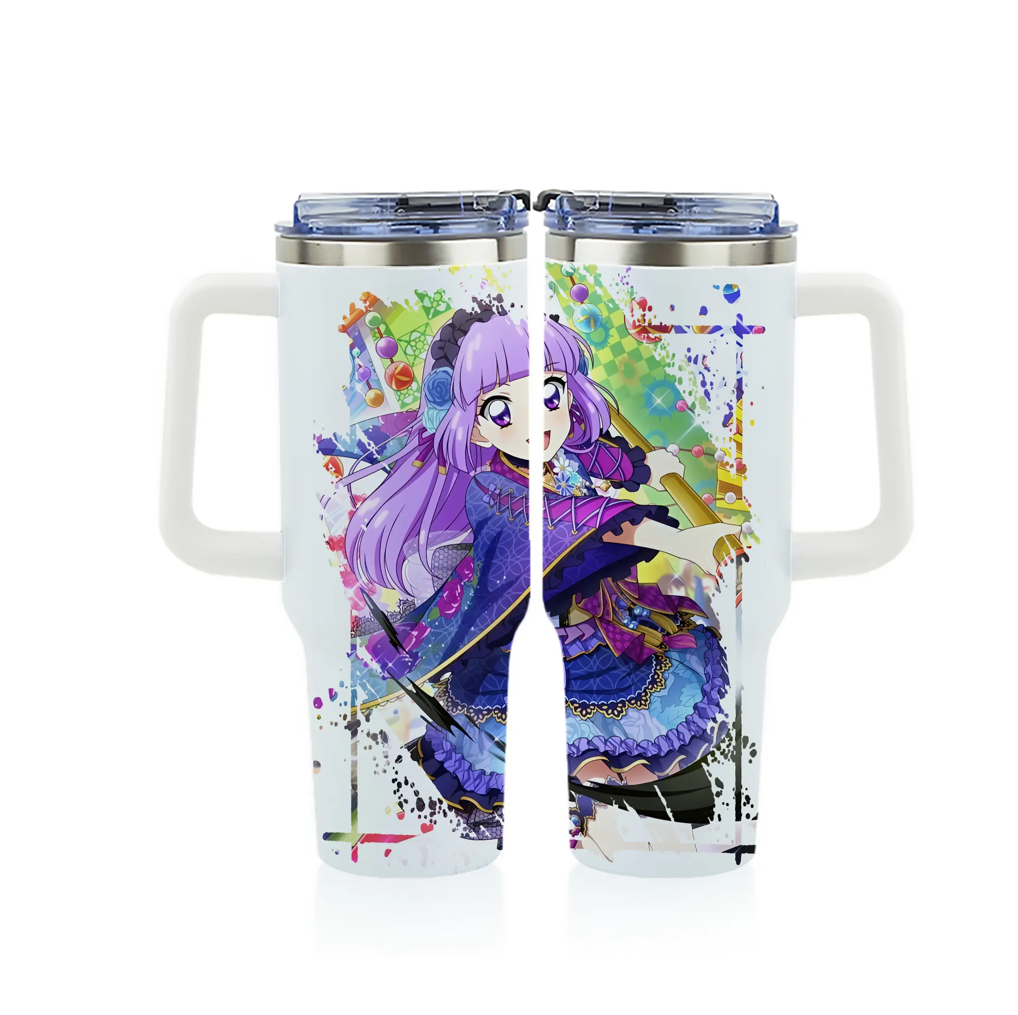 アイカツ グッズ 氷上 スミレ - 1200mL フルプリント車用タンブラー ・ 304ステンレス 内側 ・ 201ステンレス 外側 ・ 保温 保冷 ・ 通勤 ドライブ アウトドア用