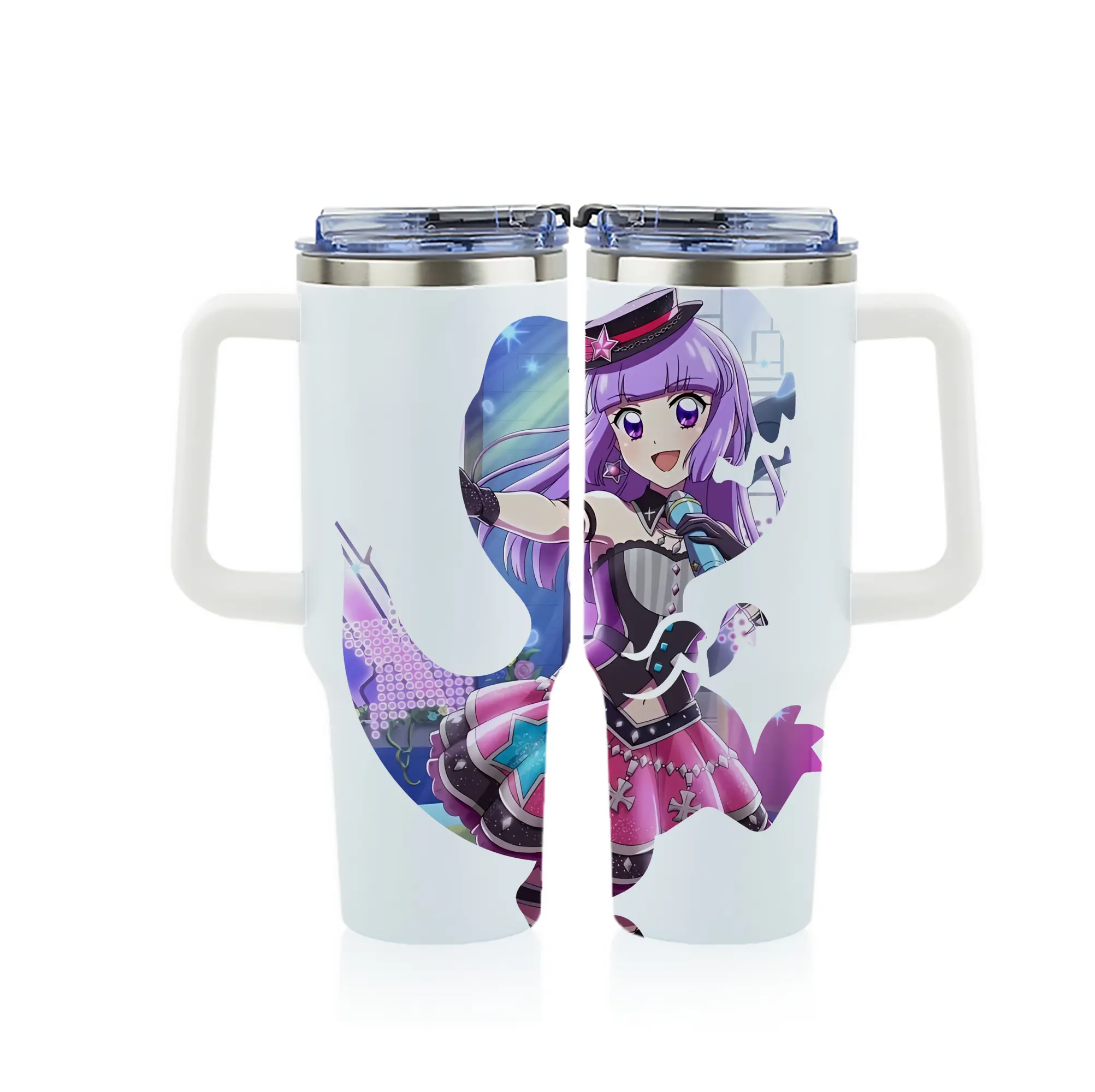 アイカツ グッズ 氷上 スミレ - 1200mL フルプリント車用タンブラー ・ 304ステンレス 内側 ・ 201ステンレス 外側 ・ 保温 保冷 ・ 通勤 ドライブ アウトドア用