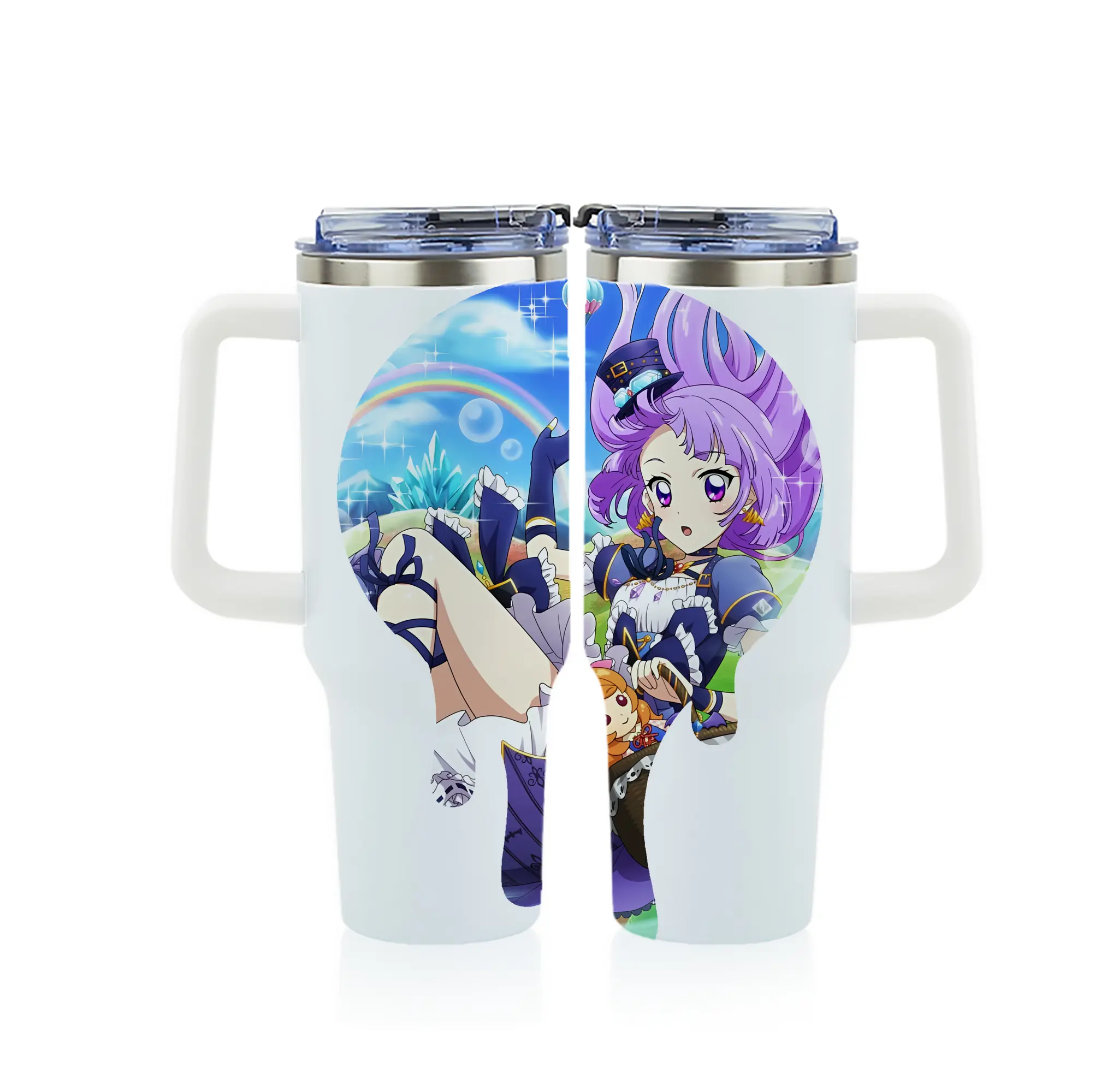 アイカツ グッズ 氷上 スミレ - 1200mL フルプリント車用タンブラー ・ 304ステンレス 内側 ・ 201ステンレス 外側 ・ 保温 保冷 ・ 通勤 ドライブ アウトドア用