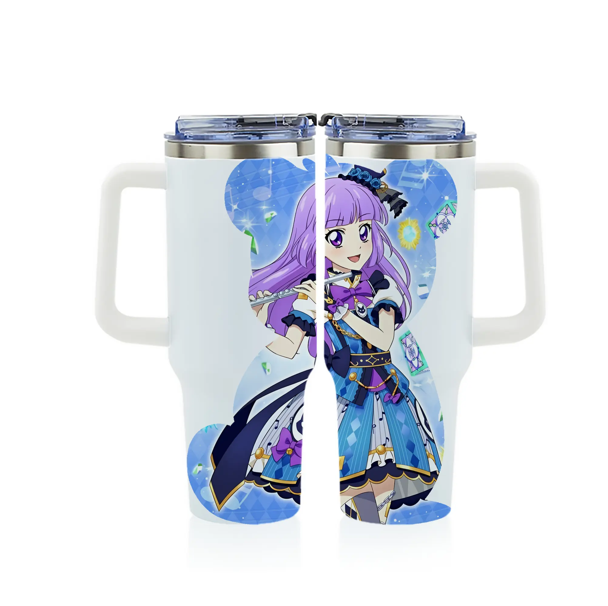 アイカツ グッズ 氷上 スミレ - 1200mL フルプリント車用タンブラー ・ 304ステンレス 内側 ・ 201ステンレス 外側 ・ 保温 保冷 ・ 通勤 ドライブ アウトドア用