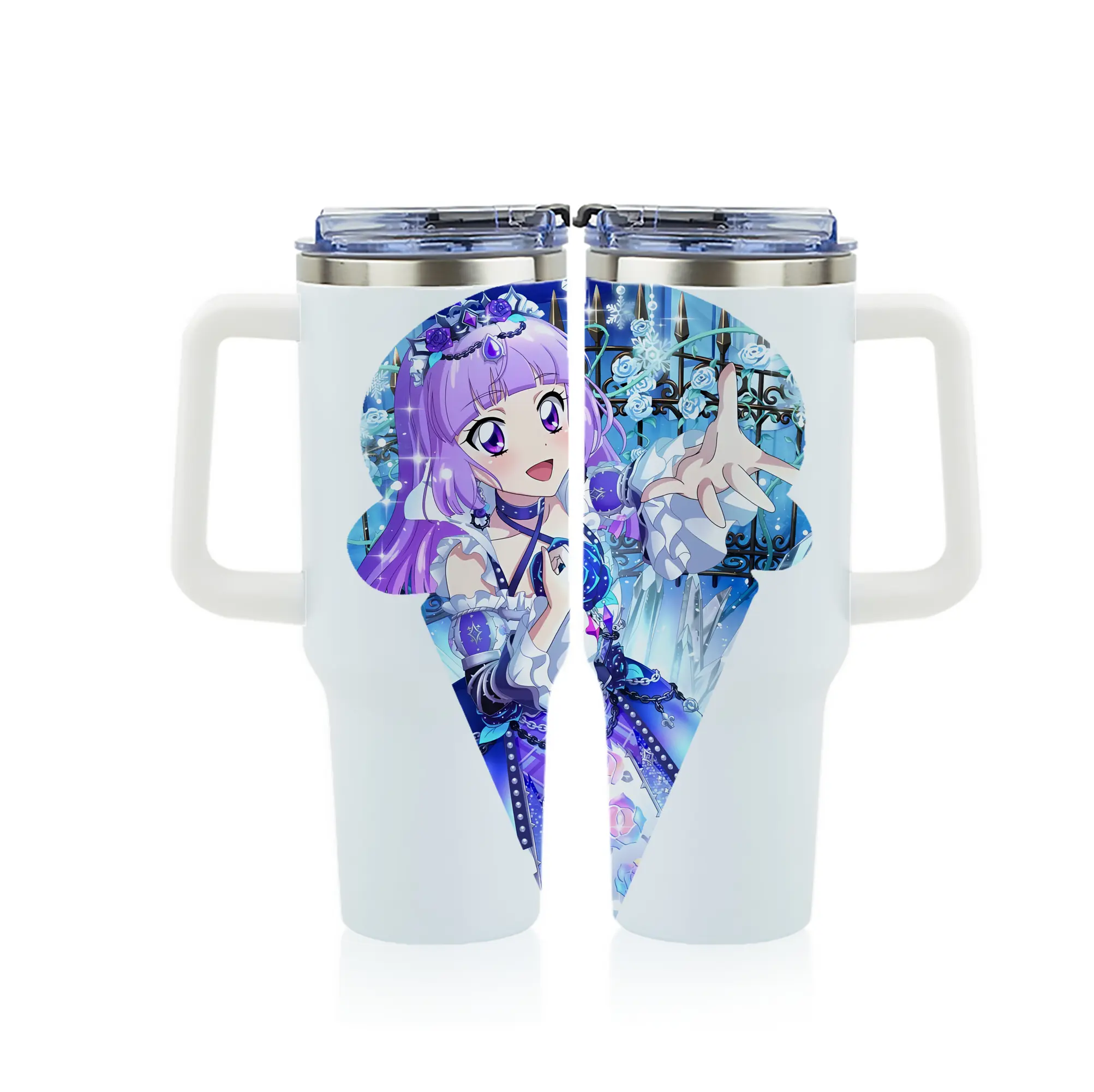アイカツ グッズ 氷上 スミレ - 1200mL フルプリント車用タンブラー ・ 304ステンレス 内側 ・ 201ステンレス 外側 ・ 保温 保冷 ・ 通勤 ドライブ アウトドア用