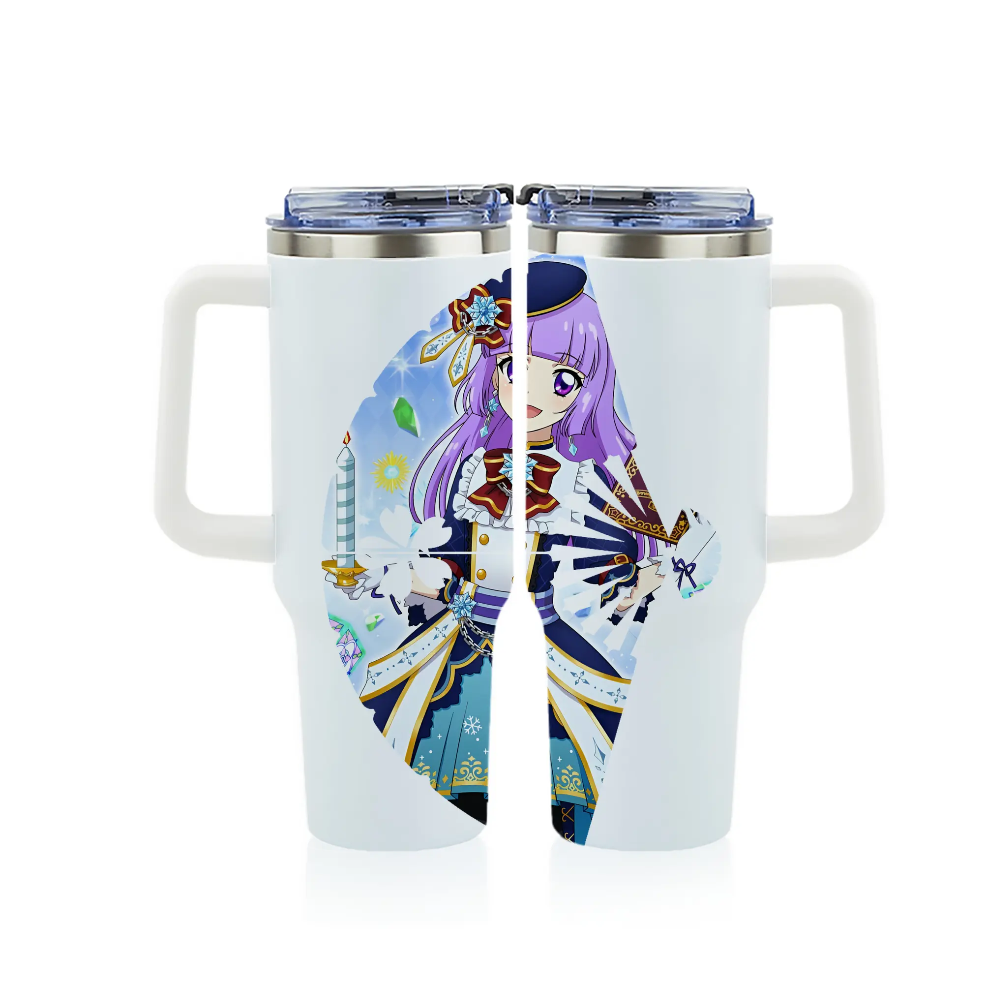 アイカツ グッズ 氷上 スミレ - 1200mL フルプリント車用タンブラー ・ 304ステンレス 内側 ・ 201ステンレス 外側 ・ 保温 保冷 ・ 通勤 ドライブ アウトドア用