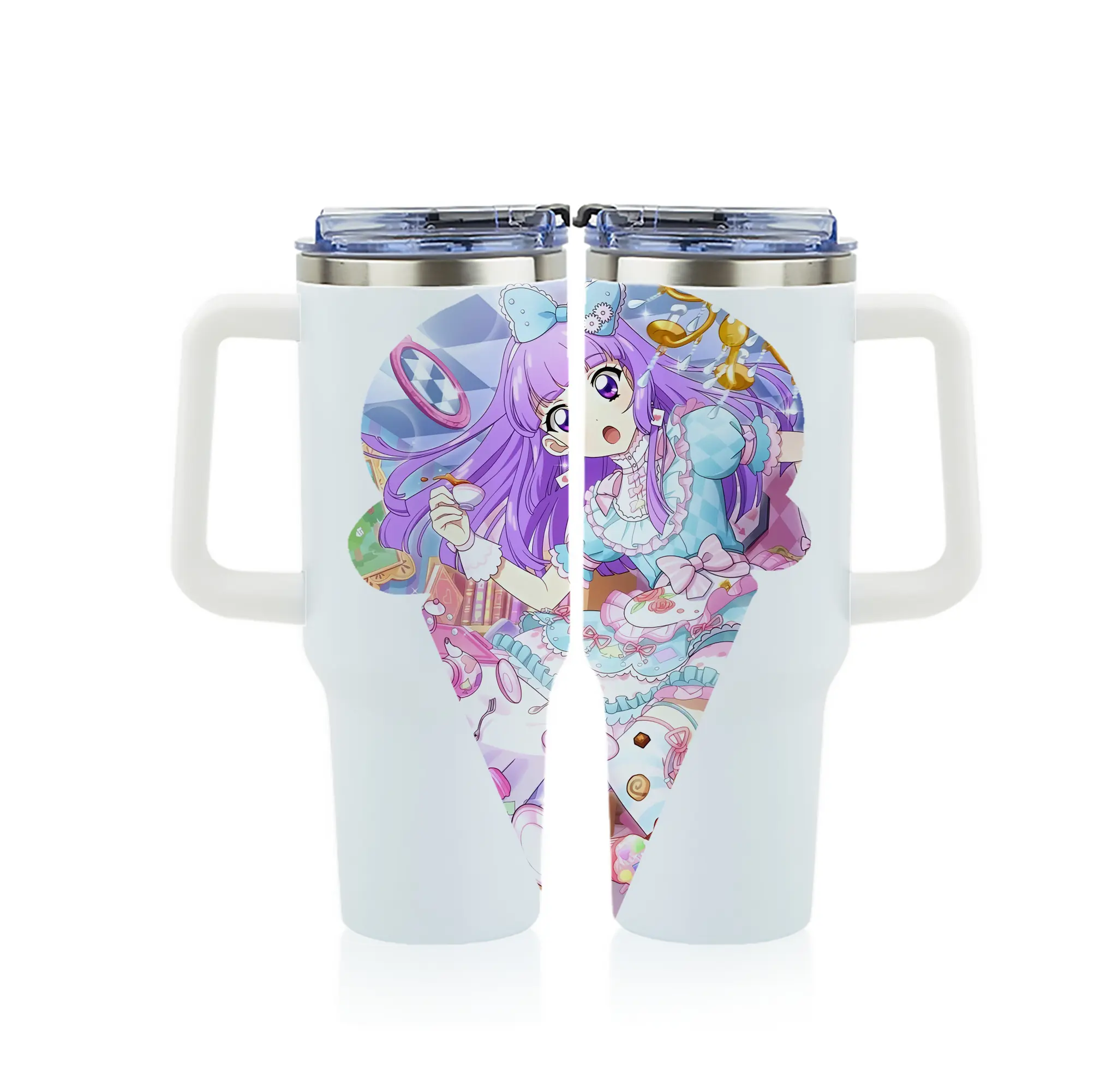 アイカツ グッズ 氷上 スミレ - 1200mL フルプリント車用タンブラー ・ 304ステンレス 内側 ・ 201ステンレス 外側 ・ 保温 保冷 ・ 通勤 ドライブ アウトドア用