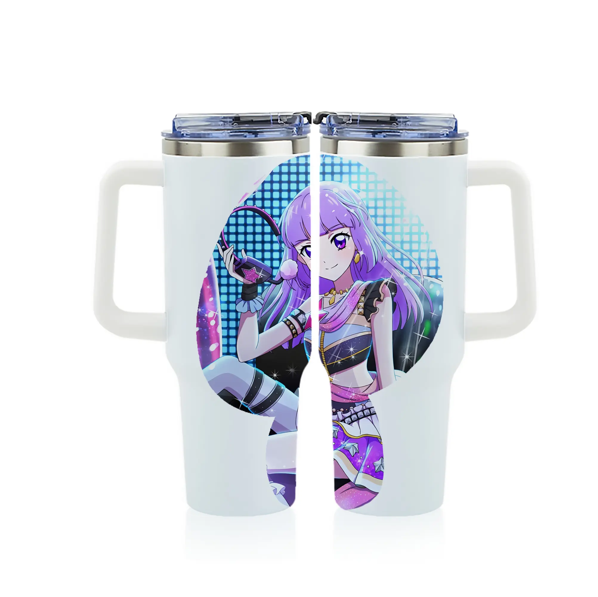 アイカツ グッズ 氷上 スミレ - 1200mL フルプリント車用タンブラー ・ 304ステンレス 内側 ・ 201ステンレス 外側 ・ 保温 保冷 ・ 通勤 ドライブ アウトドア用