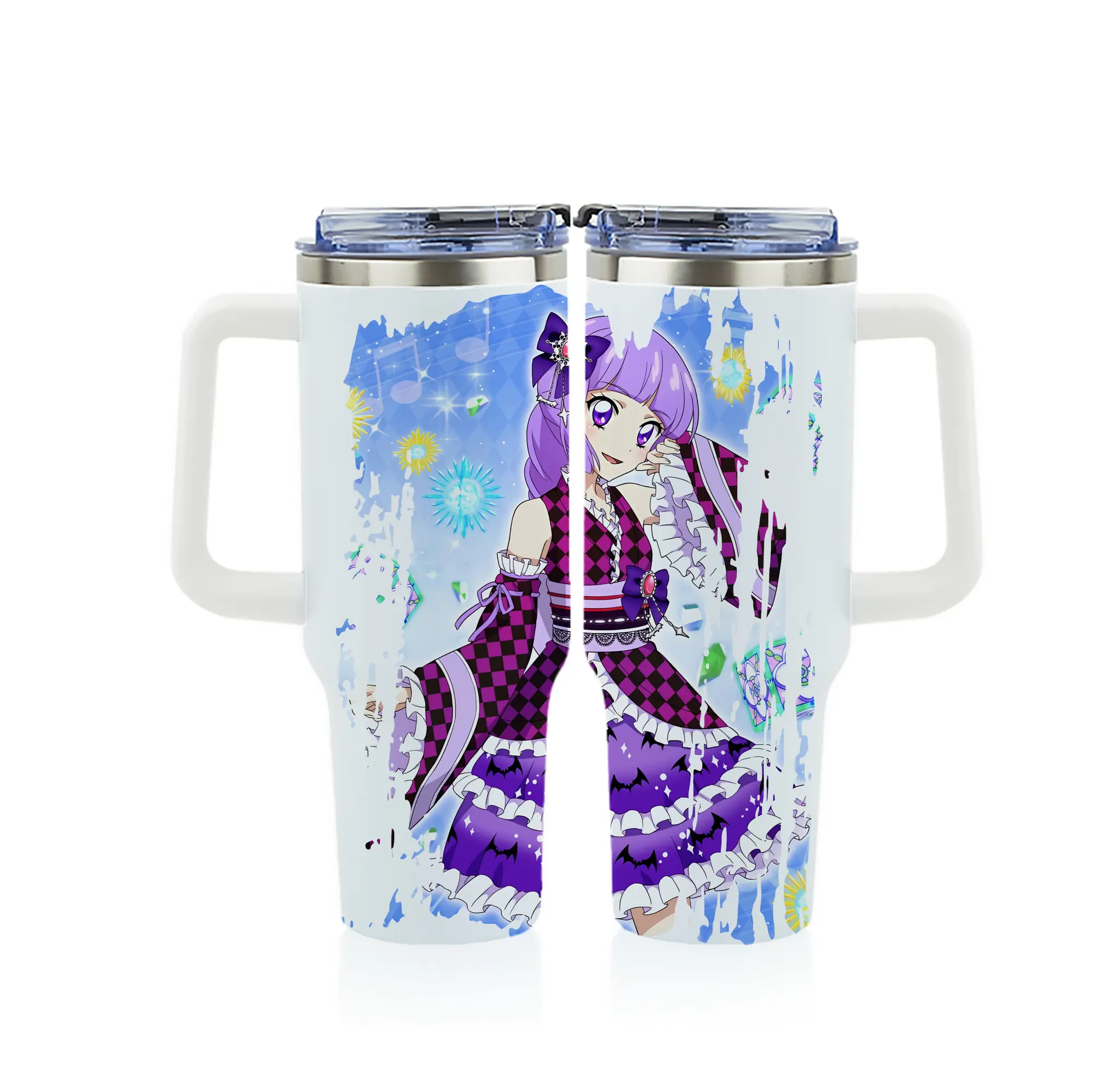 アイカツ グッズ 氷上 スミレ - 1200mL フルプリント車用タンブラー ・ 304ステンレス 内側 ・ 201ステンレス 外側 ・ 保温 保冷 ・ 通勤 ドライブ アウトドア用