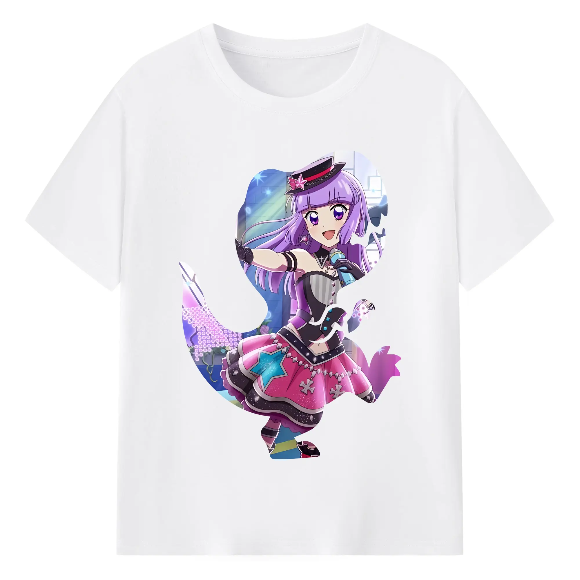 アイカツ グッズ 氷上 スミレ - 綿100％ 半袖Tシャツ ・ フロントプリント ・ 快適 通気性 ・ 日常使い 散歩 スポーツ用