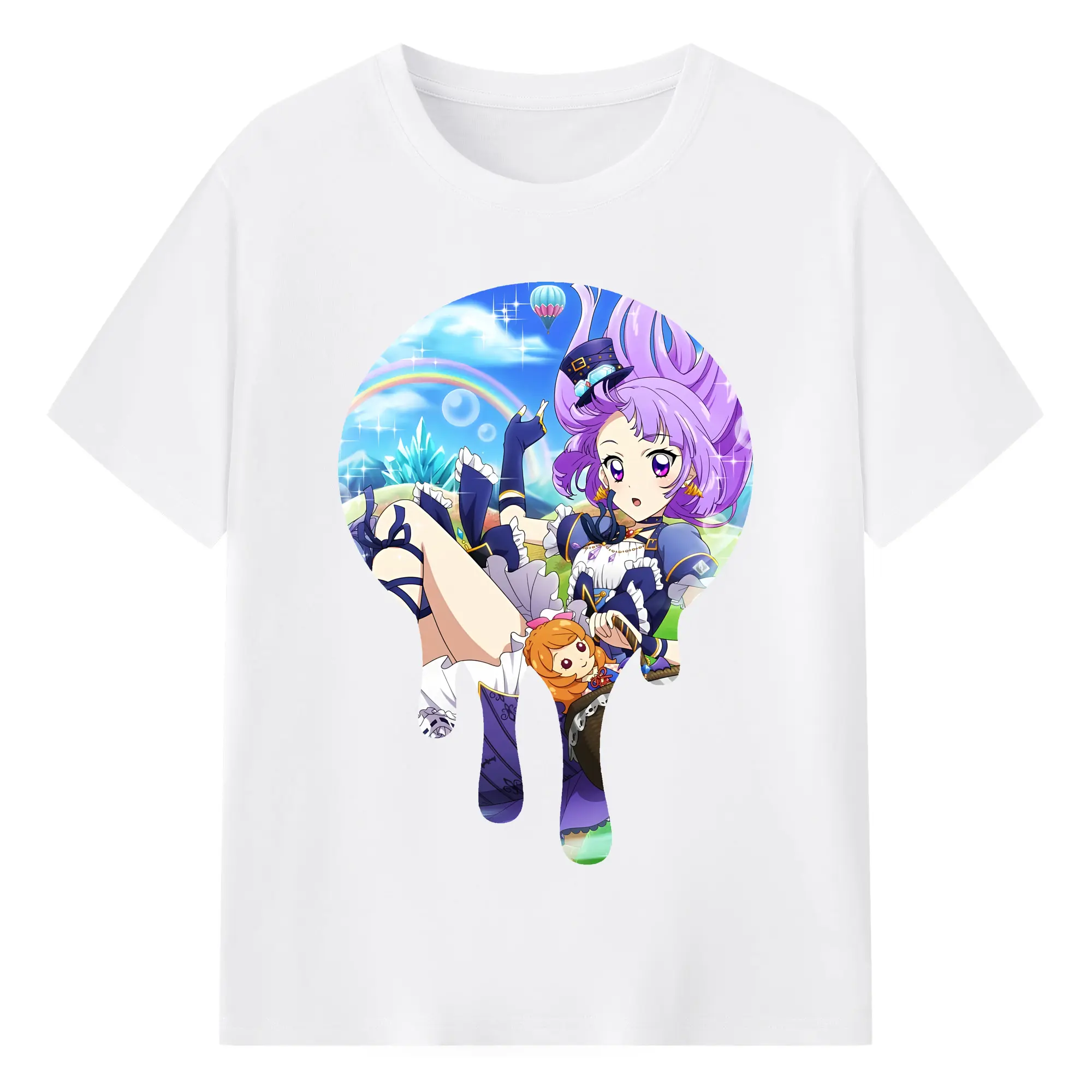 アイカツ グッズ 氷上 スミレ - 綿100％ 半袖Tシャツ ・ フロントプリント ・ 快適 通気性 ・ 日常使い 散歩 スポーツ用