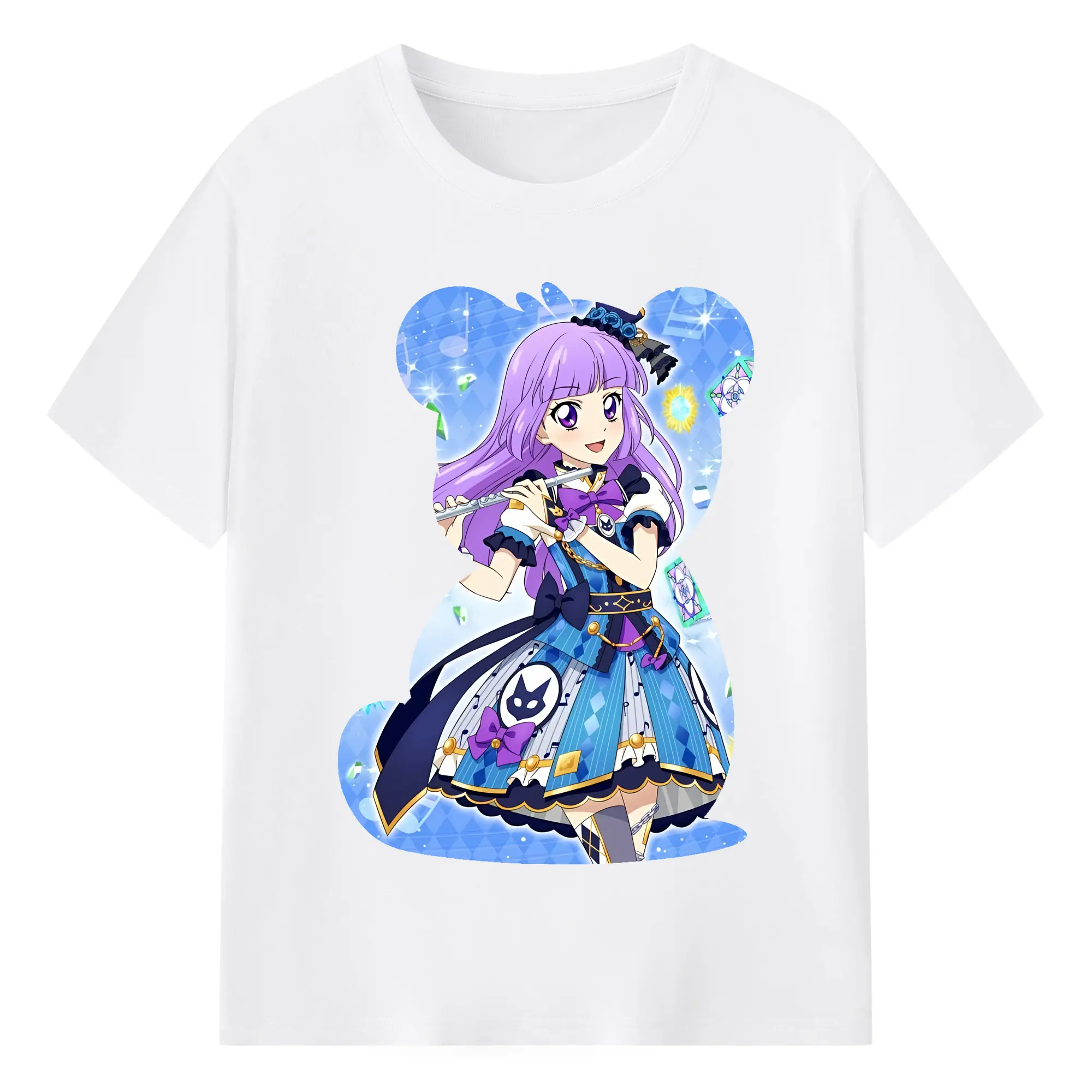 アイカツ グッズ 氷上 スミレ - 綿100％ 半袖Tシャツ ・ フロントプリント ・ 快適 通気性 ・ 日常使い 散歩 スポーツ用