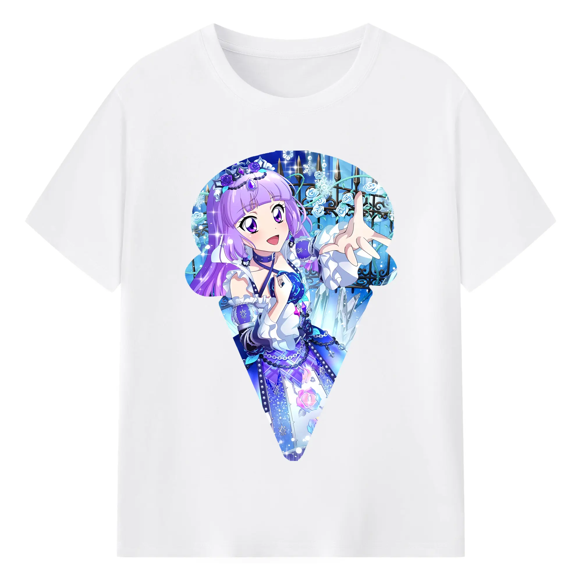 アイカツ グッズ 氷上 スミレ - 綿100％ 半袖Tシャツ ・ フロントプリント ・ 快適 通気性 ・ 日常使い 散歩 スポーツ用