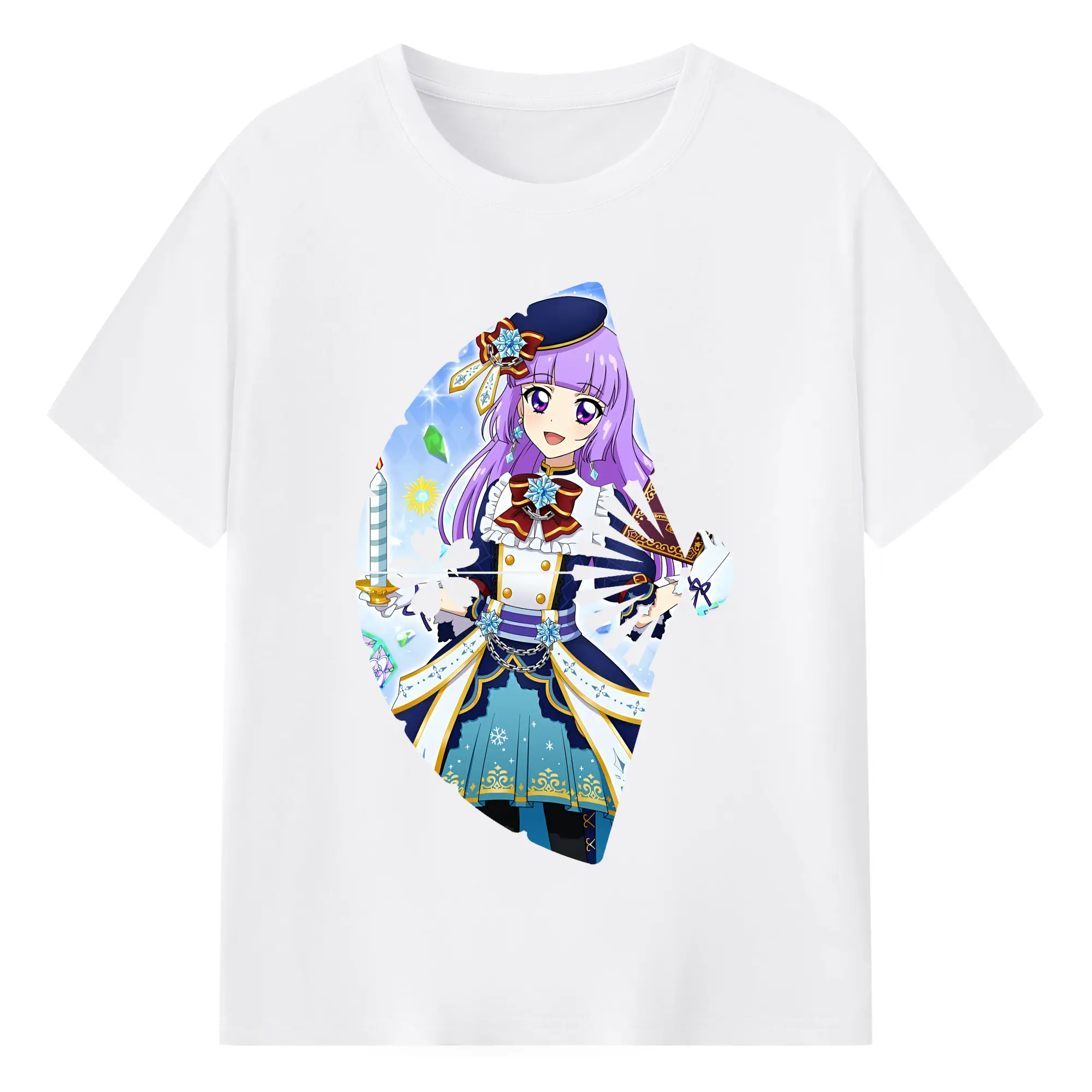 アイカツ グッズ 氷上 スミレ - 綿100％ 半袖Tシャツ ・ フロントプリント ・ 快適 通気性 ・ 日常使い 散歩 スポーツ用