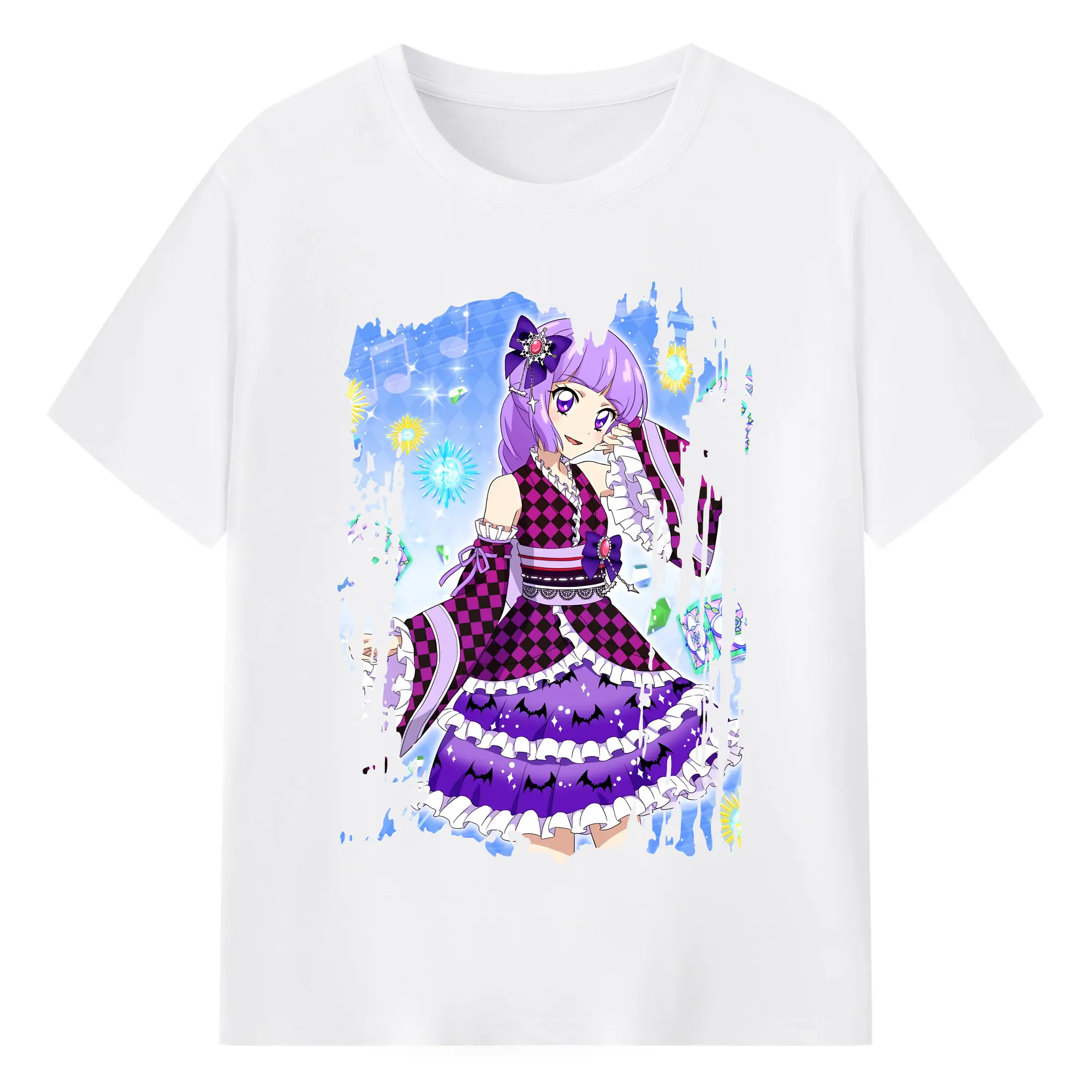 アイカツ グッズ 氷上 スミレ - 綿100％ 半袖Tシャツ ・ フロントプリント ・ 快適 通気性 ・ 日常使い 散歩 スポーツ用
