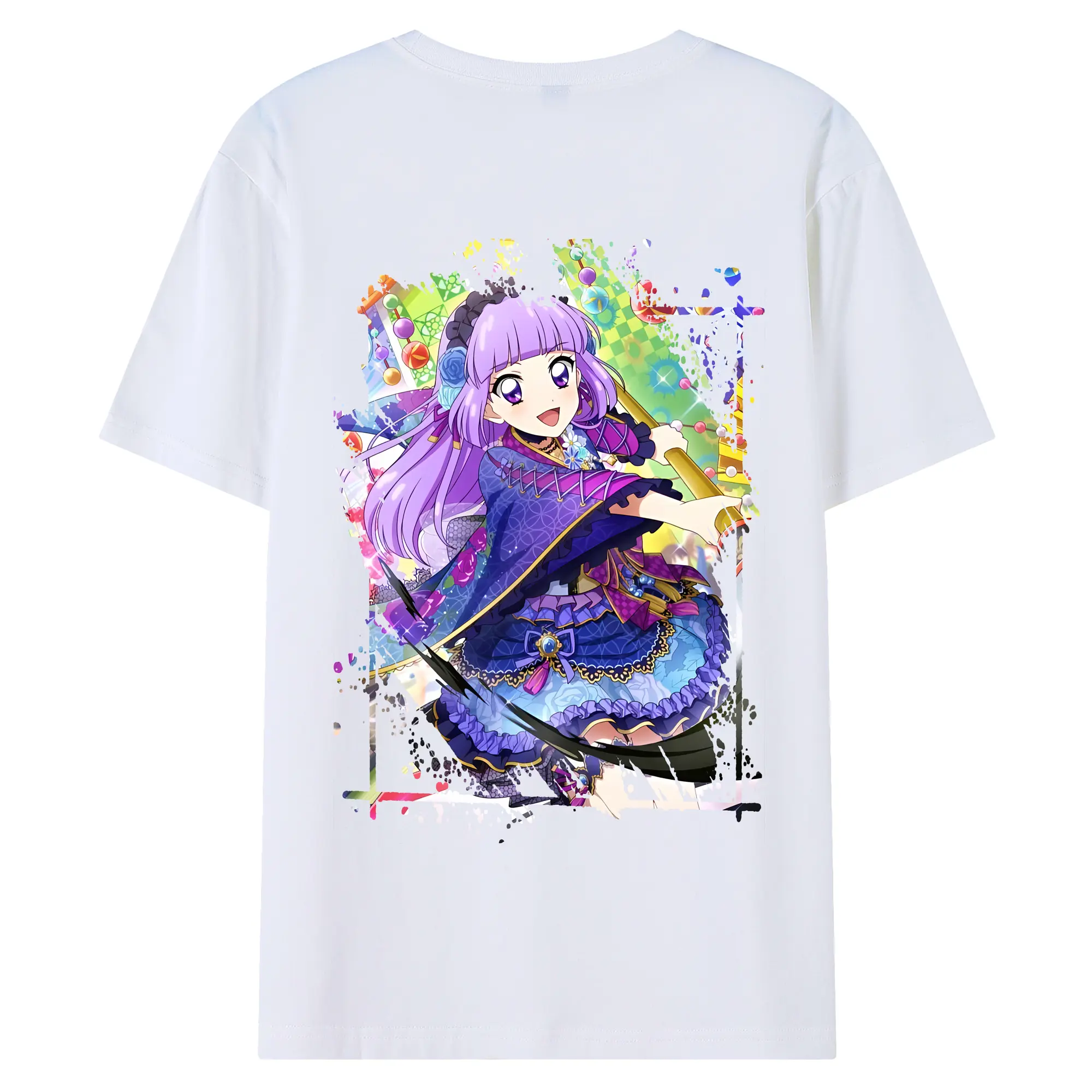 アイカツ グッズ 氷上 スミレ - 綿100％ 半袖Tシャツ ・ バックプリント ・ 快適 通気性 ・ 日常使い 散歩 スポーツ用