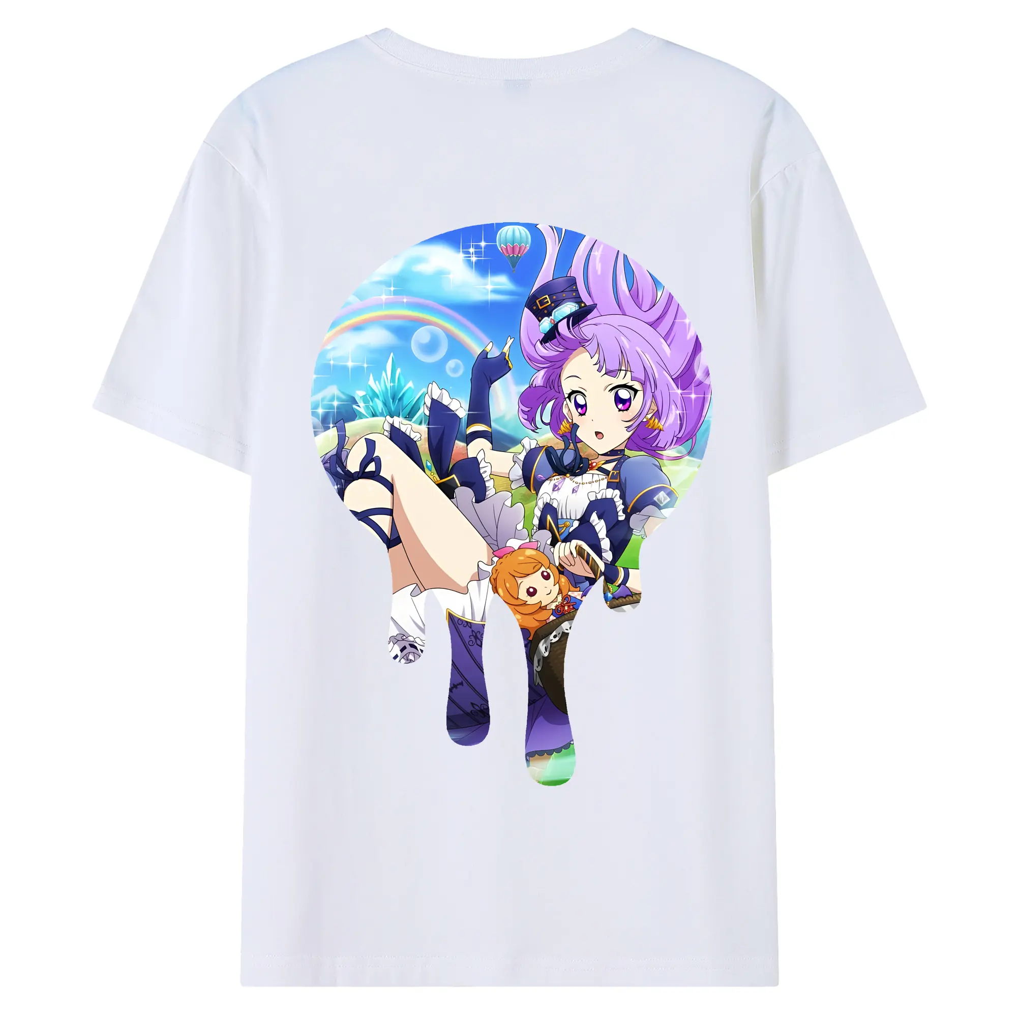 アイカツ グッズ 氷上 スミレ - 綿100％ 半袖Tシャツ ・ バックプリント ・ 快適 通気性 ・ 日常使い 散歩 スポーツ用