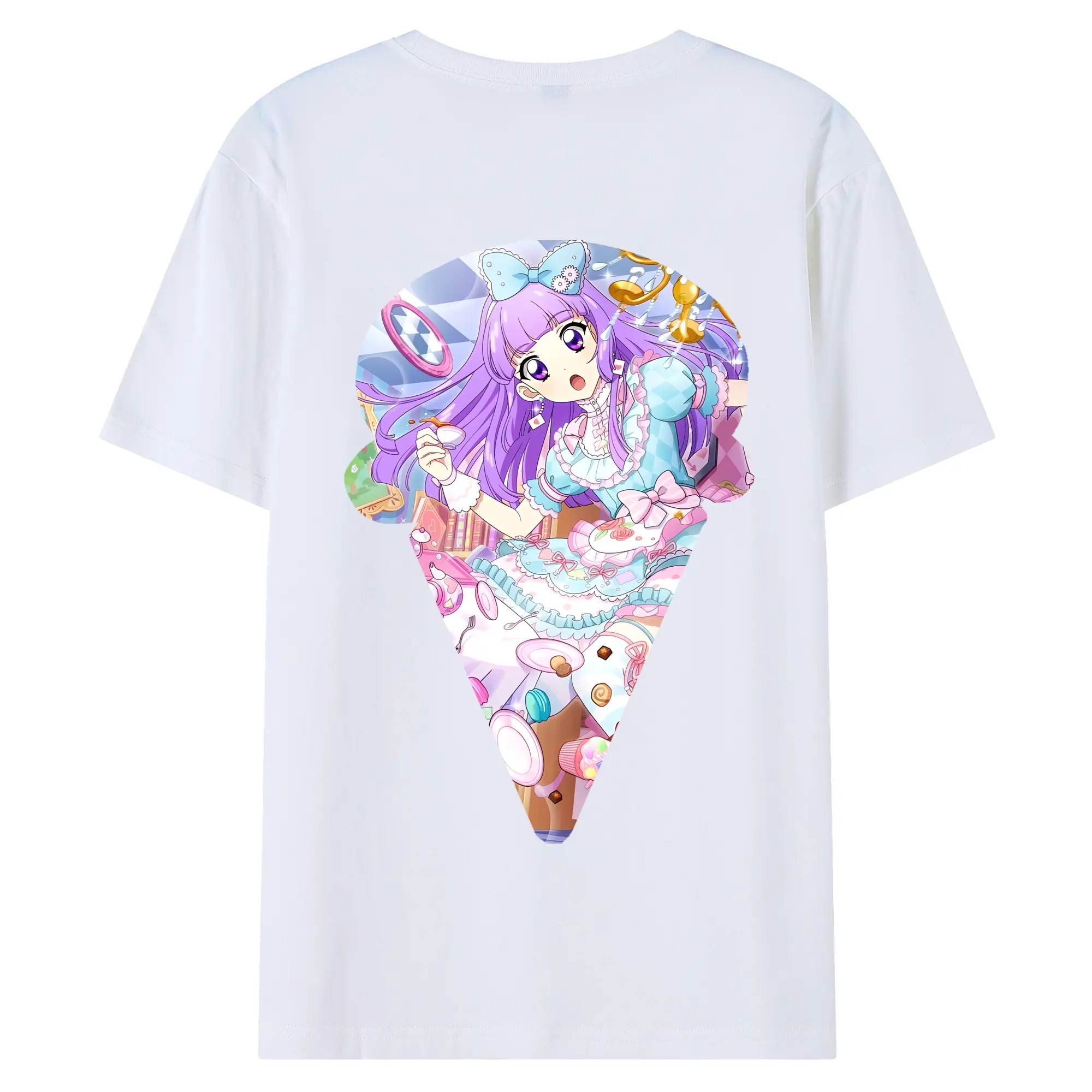 アイカツ グッズ 氷上 スミレ - 綿100％ 半袖Tシャツ ・ バックプリント ・ 快適 通気性 ・ 日常使い 散歩 スポーツ用