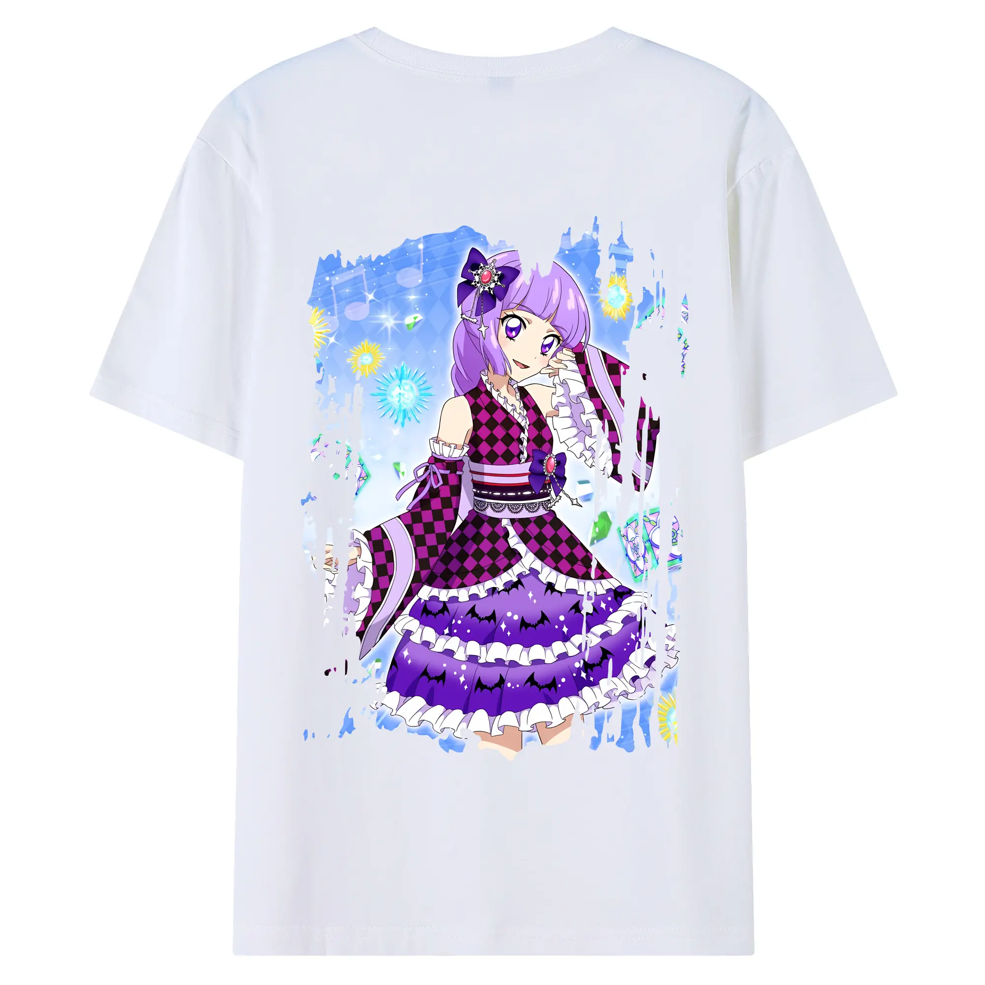 アイカツ グッズ 氷上 スミレ - 綿100％ 半袖Tシャツ ・ バックプリント ・ 快適 通気性 ・ 日常使い 散歩 スポーツ用