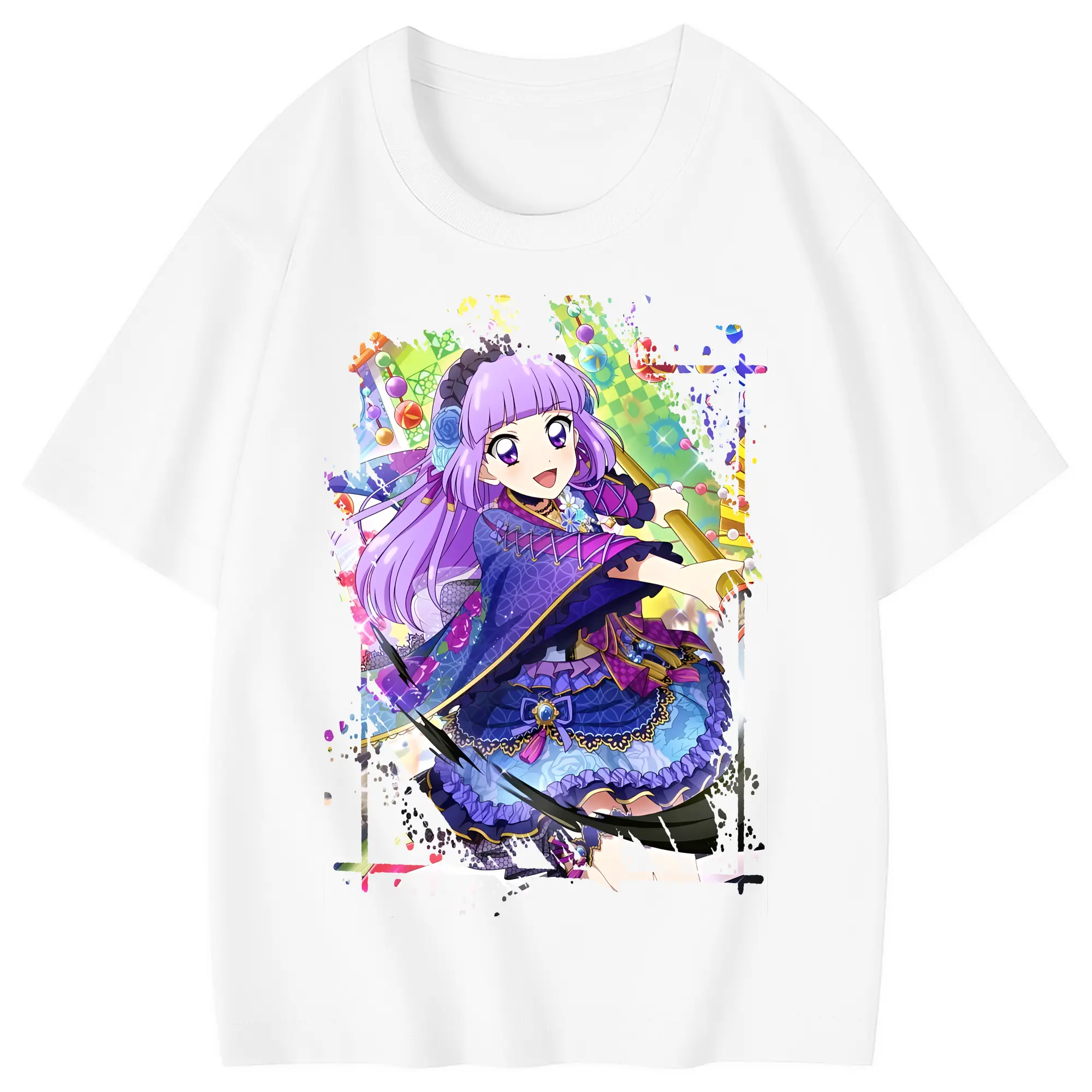 アイカツ グッズ 氷上 スミレ - 綿100％ キッズTシャツ ・ フロントプリント ・ 快適 通気性 ・ スポーツ カジュアル 散歩用