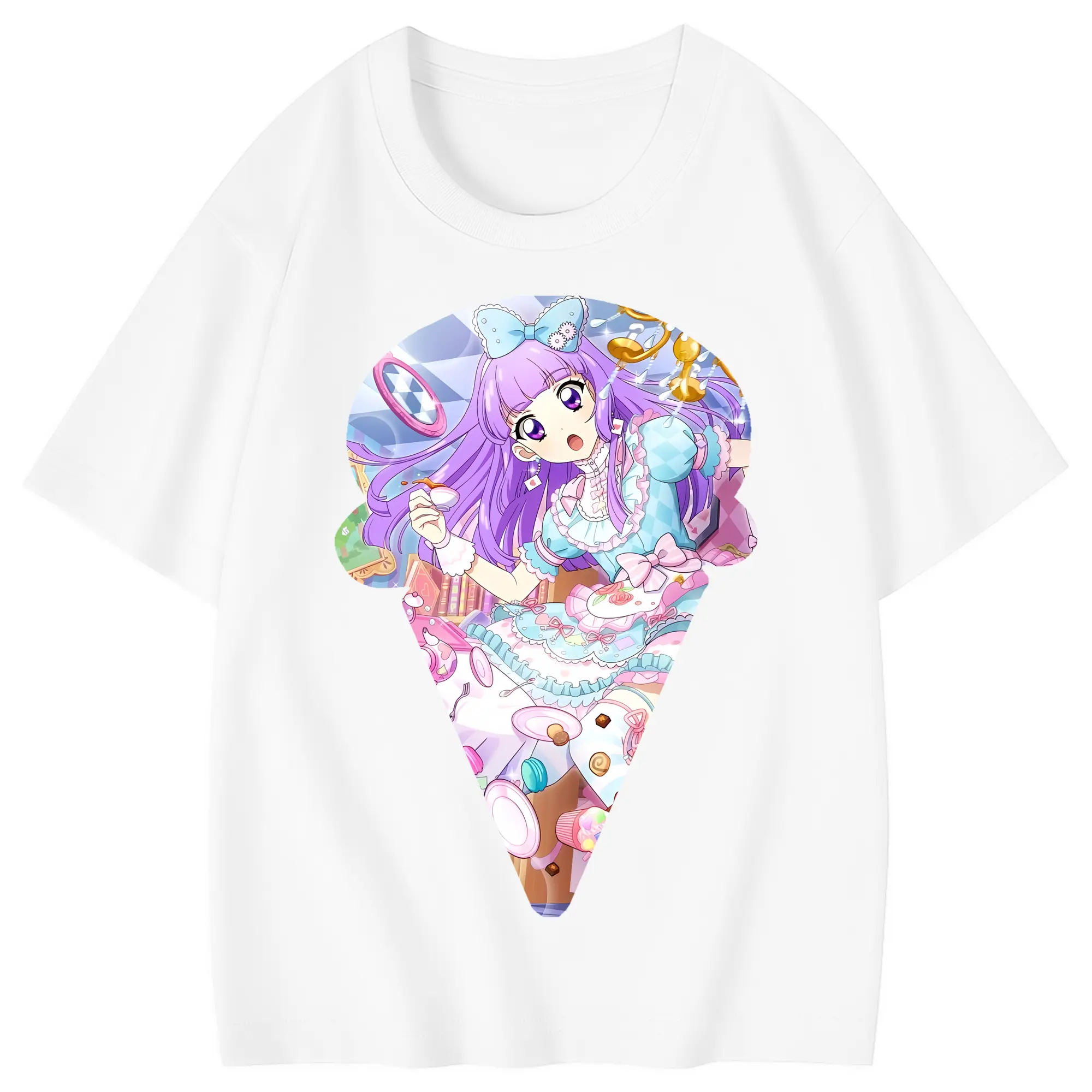 アイカツ グッズ 氷上 スミレ - 綿100％ キッズTシャツ ・ フロントプリント ・ 快適 通気性 ・ スポーツ カジュアル 散歩用