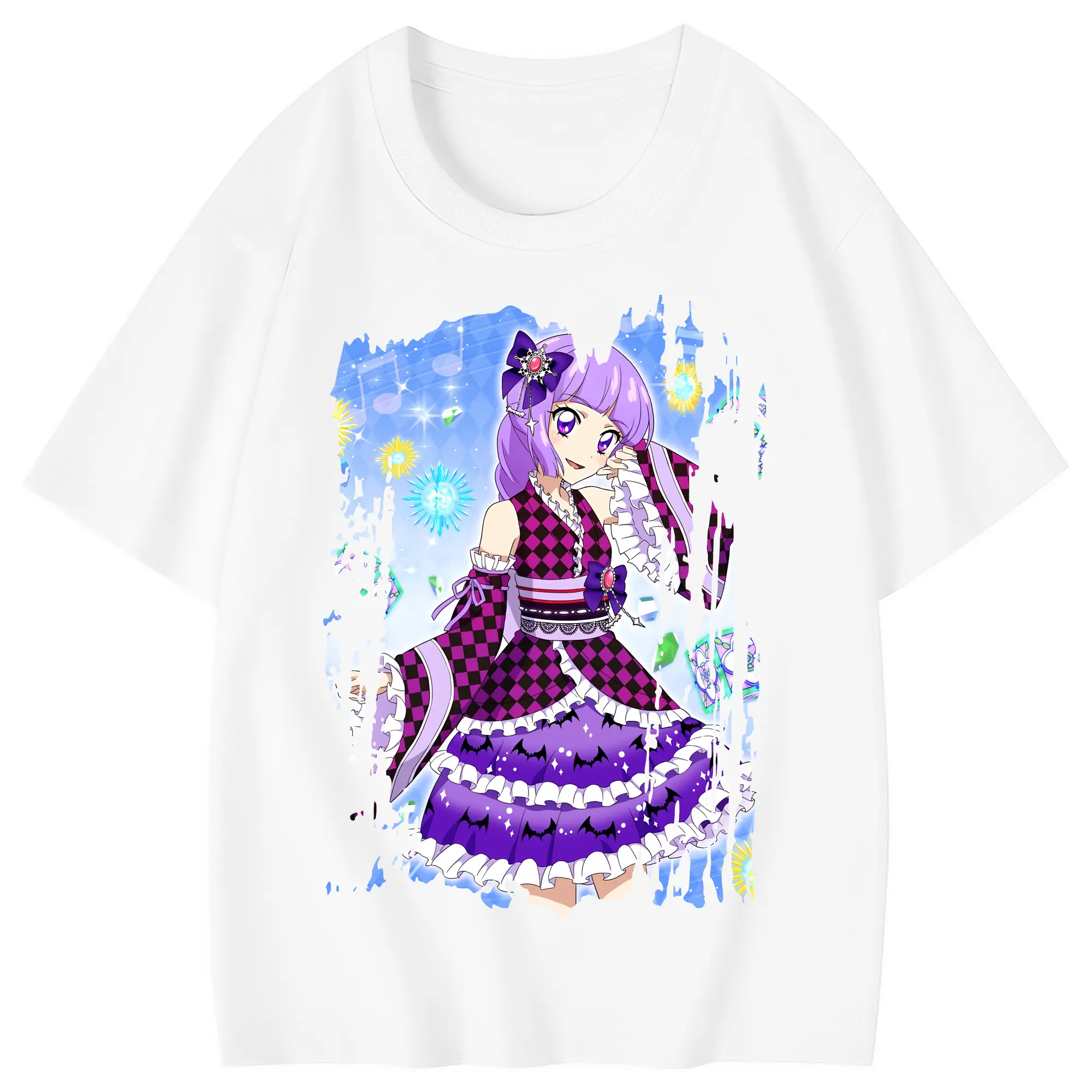 アイカツ グッズ 氷上 スミレ - 綿100％ キッズTシャツ ・ フロントプリント ・ 快適 通気性 ・ スポーツ カジュアル 散歩用