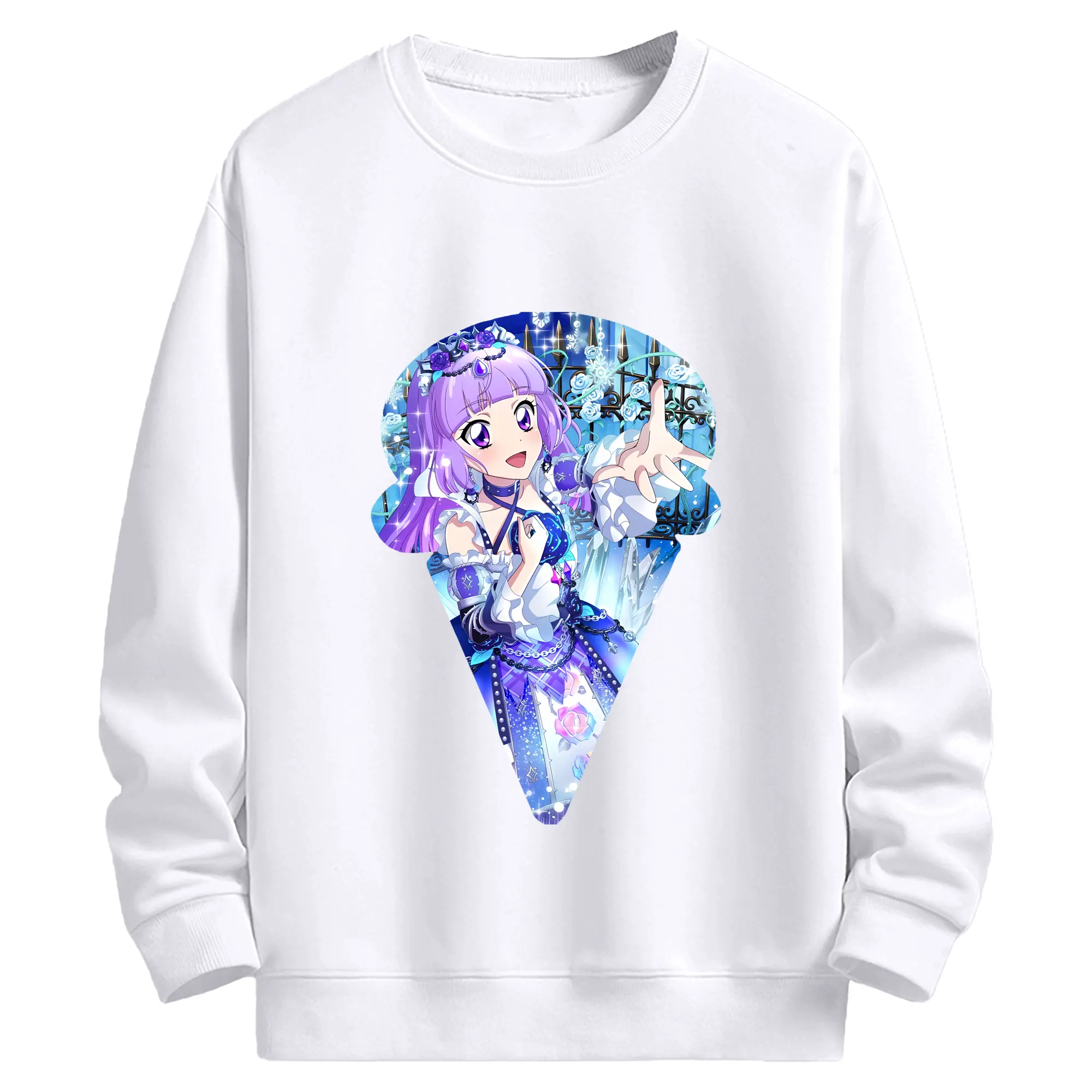 アイカツ グッズ 氷上 スミレ - 高品質 クルーネック スウェット ・ コットン59％ ポリエステル41％ ・ ユニセックス 長袖 トレーナー ・ カジュアル デイリー スポーツ 散歩用