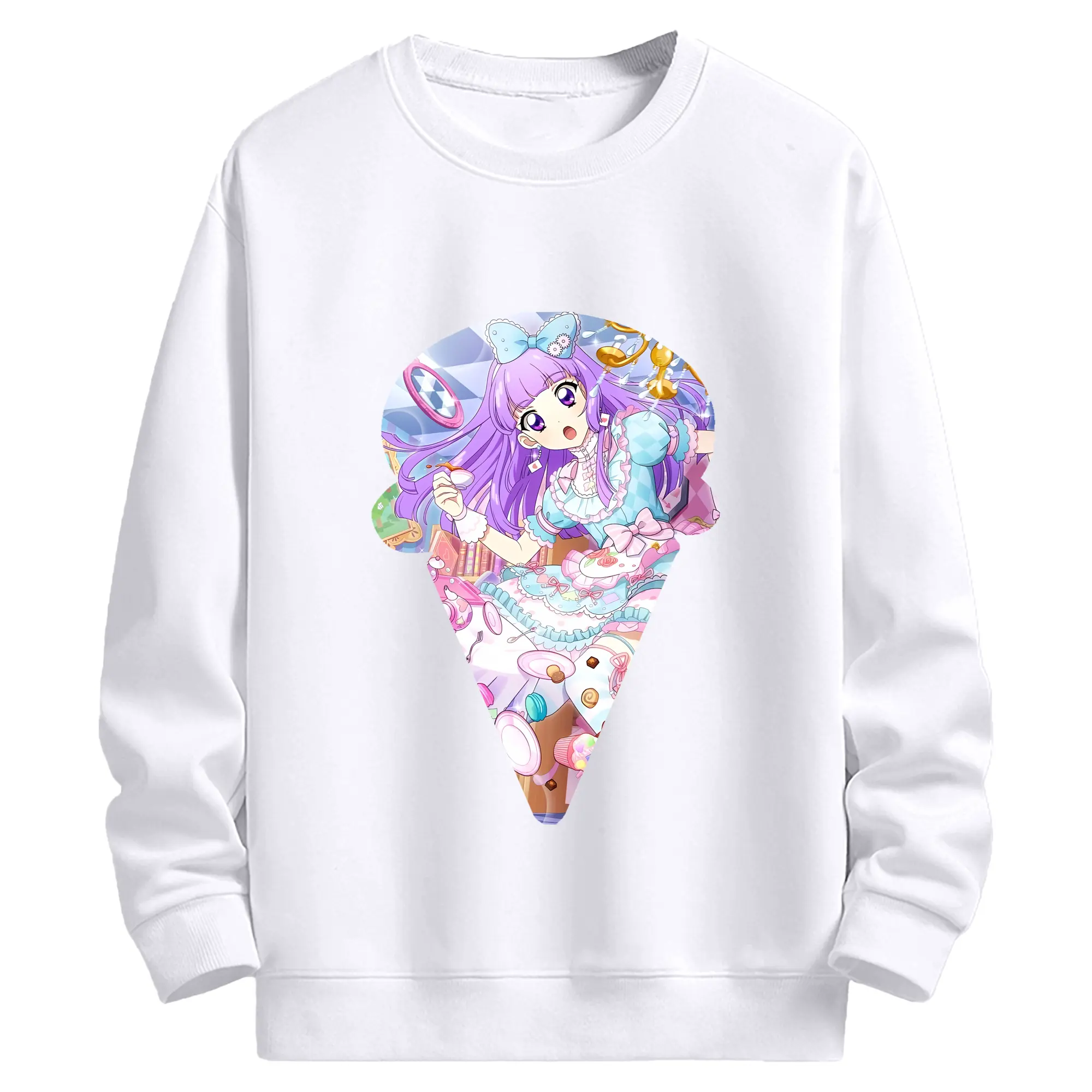 アイカツ グッズ 氷上 スミレ - 高品質 クルーネック スウェット ・ コットン59％ ポリエステル41％ ・ ユニセックス 長袖 トレーナー ・ カジュアル デイリー スポーツ 散歩用