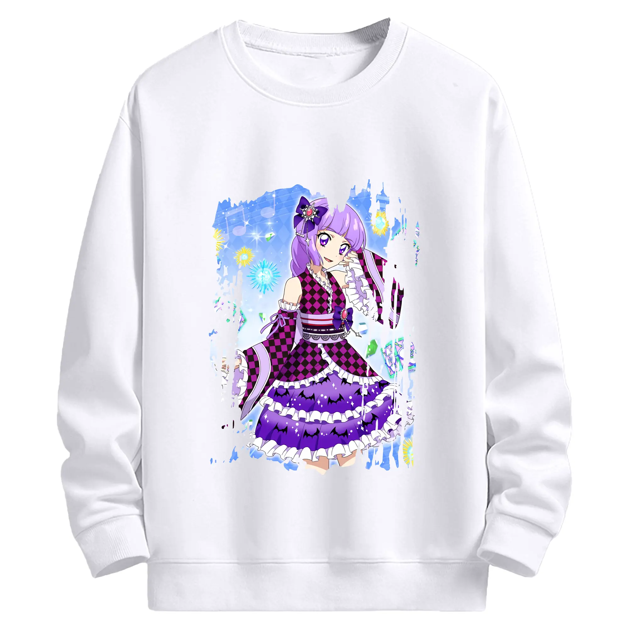 アイカツ グッズ 氷上 スミレ - 高品質 クルーネック スウェット ・ コットン59％ ポリエステル41％ ・ ユニセックス 長袖 トレーナー ・ カジュアル デイリー スポーツ 散歩用