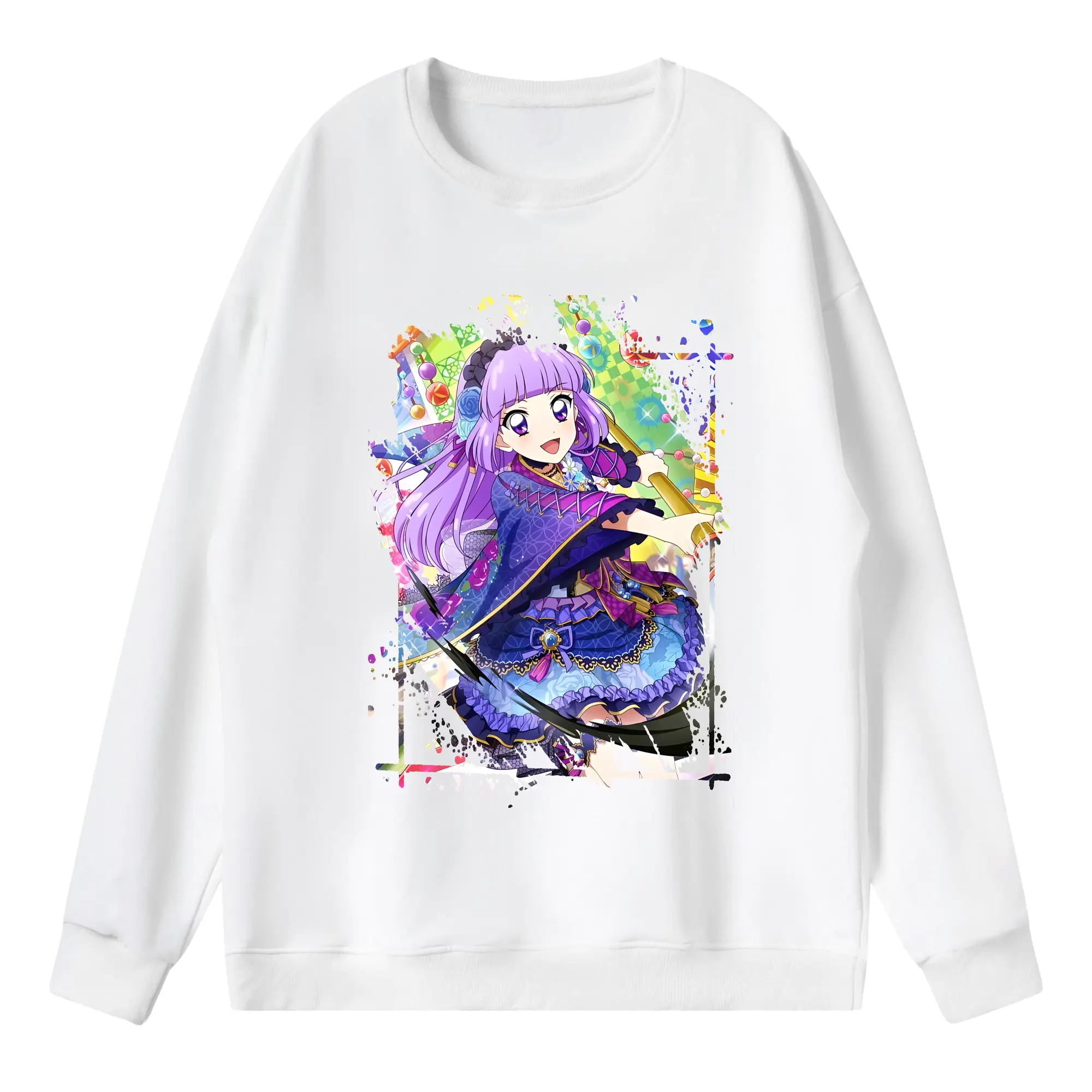 アイカツ グッズ 氷上 スミレ - 薄手 クルーネック スウェット 裏毛260g · ポリエステル 春秋向け カジュアル 男女兼用 · トレーナー デイリー スポーツ 散歩に最適