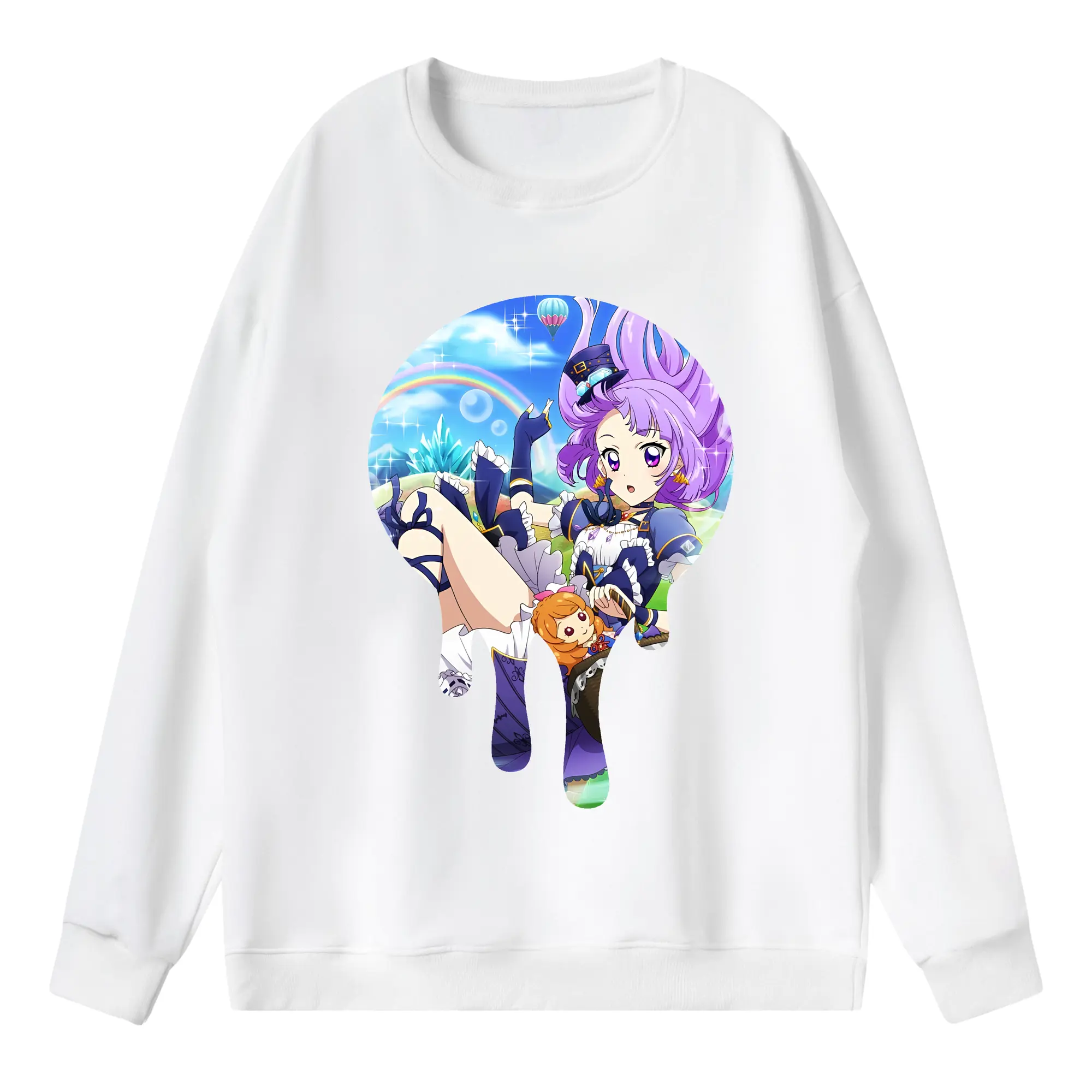 アイカツ グッズ 氷上 スミレ - 薄手 クルーネック スウェット 裏毛260g · ポリエステル 春秋向け カジュアル 男女兼用 · トレーナー デイリー スポーツ 散歩に最適