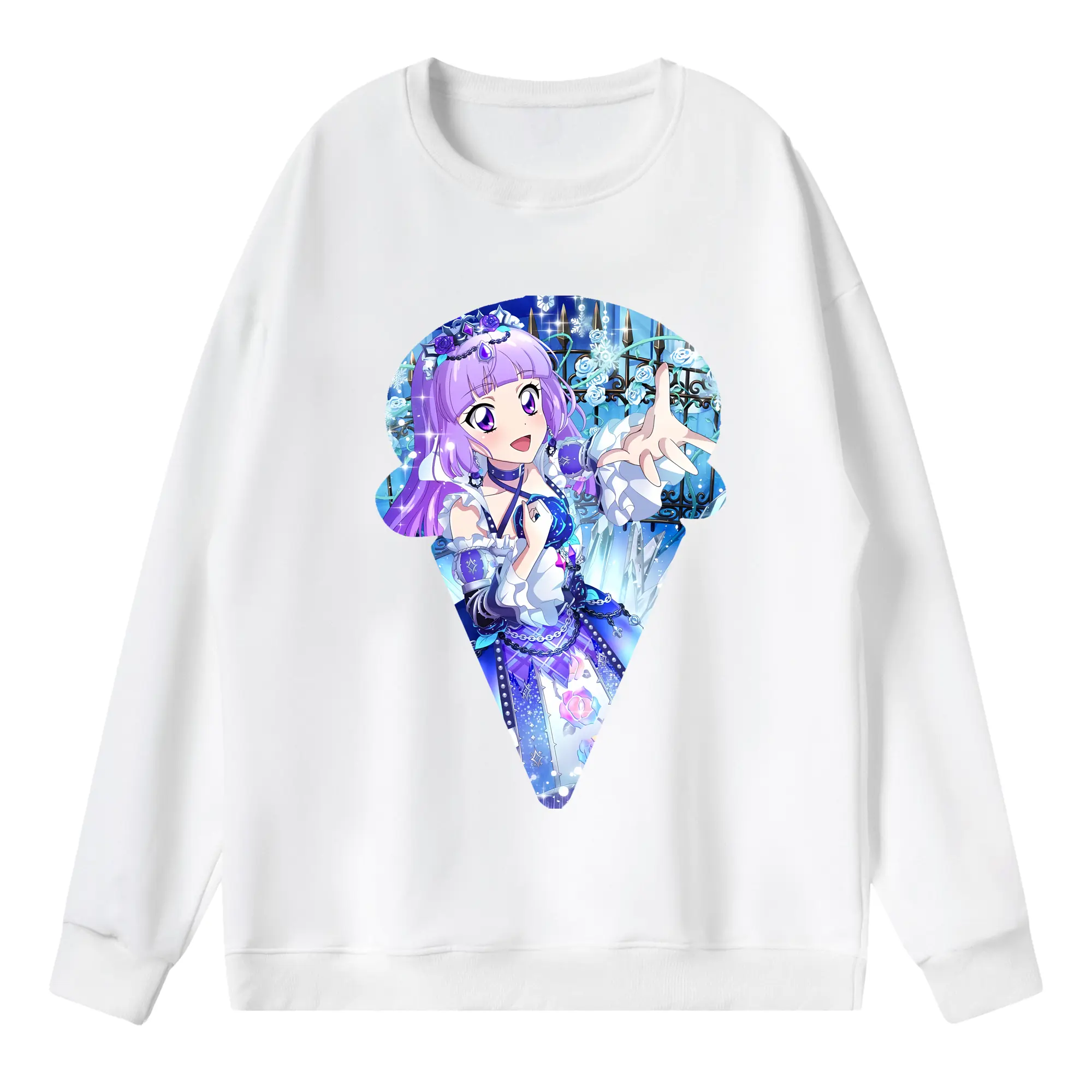 アイカツ グッズ 氷上 スミレ - 薄手 クルーネック スウェット 裏毛260g · ポリエステル 春秋向け カジュアル 男女兼用 · トレーナー デイリー スポーツ 散歩に最適