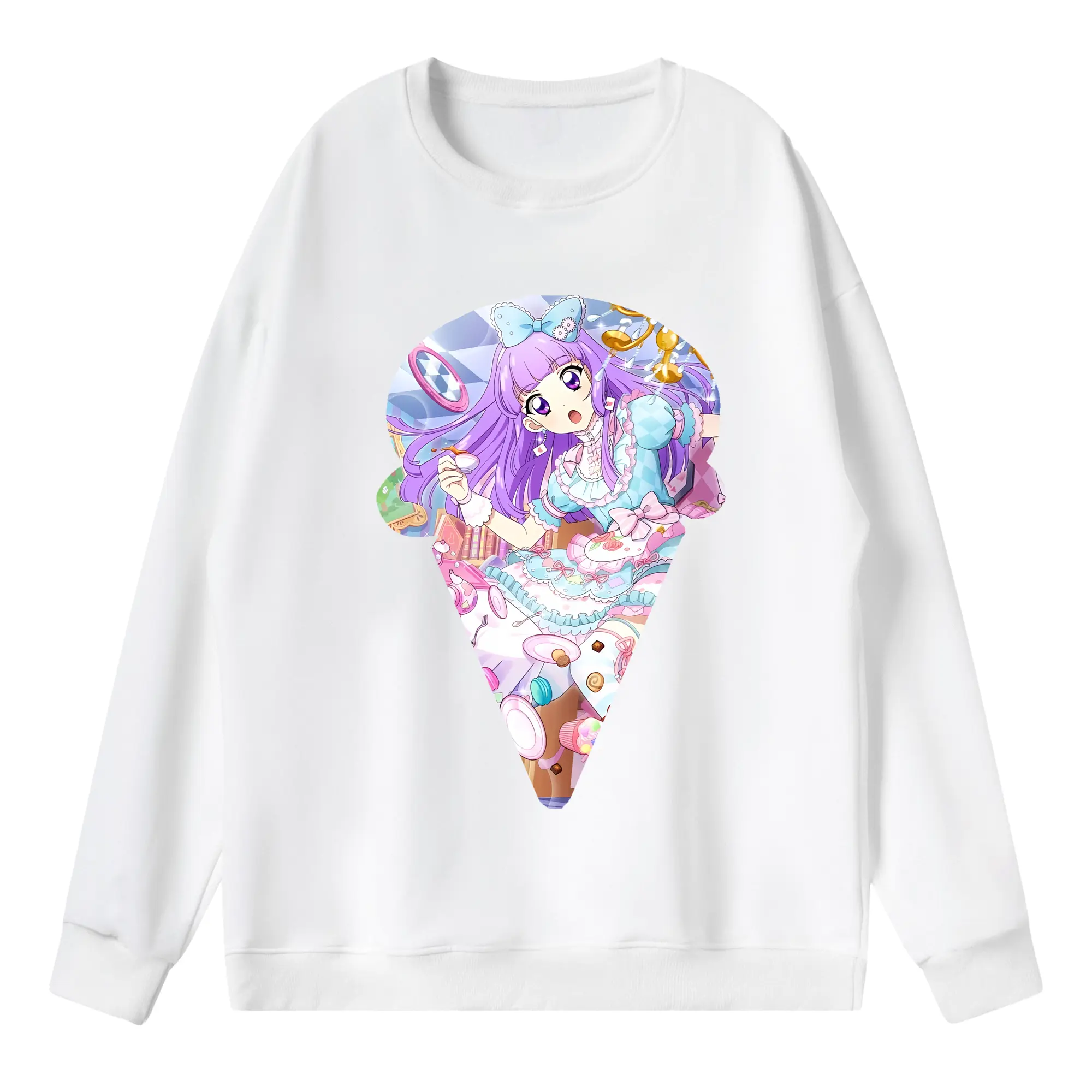 アイカツ グッズ 氷上 スミレ - 薄手 クルーネック スウェット 裏毛260g · ポリエステル 春秋向け カジュアル 男女兼用 · トレーナー デイリー スポーツ 散歩に最適