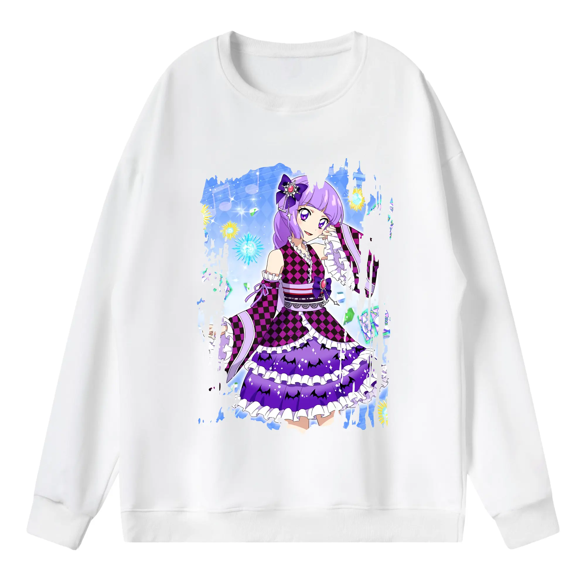 アイカツ グッズ 氷上 スミレ - 薄手 クルーネック スウェット 裏毛260g · ポリエステル 春秋向け カジュアル 男女兼用 · トレーナー デイリー スポーツ 散歩に最適