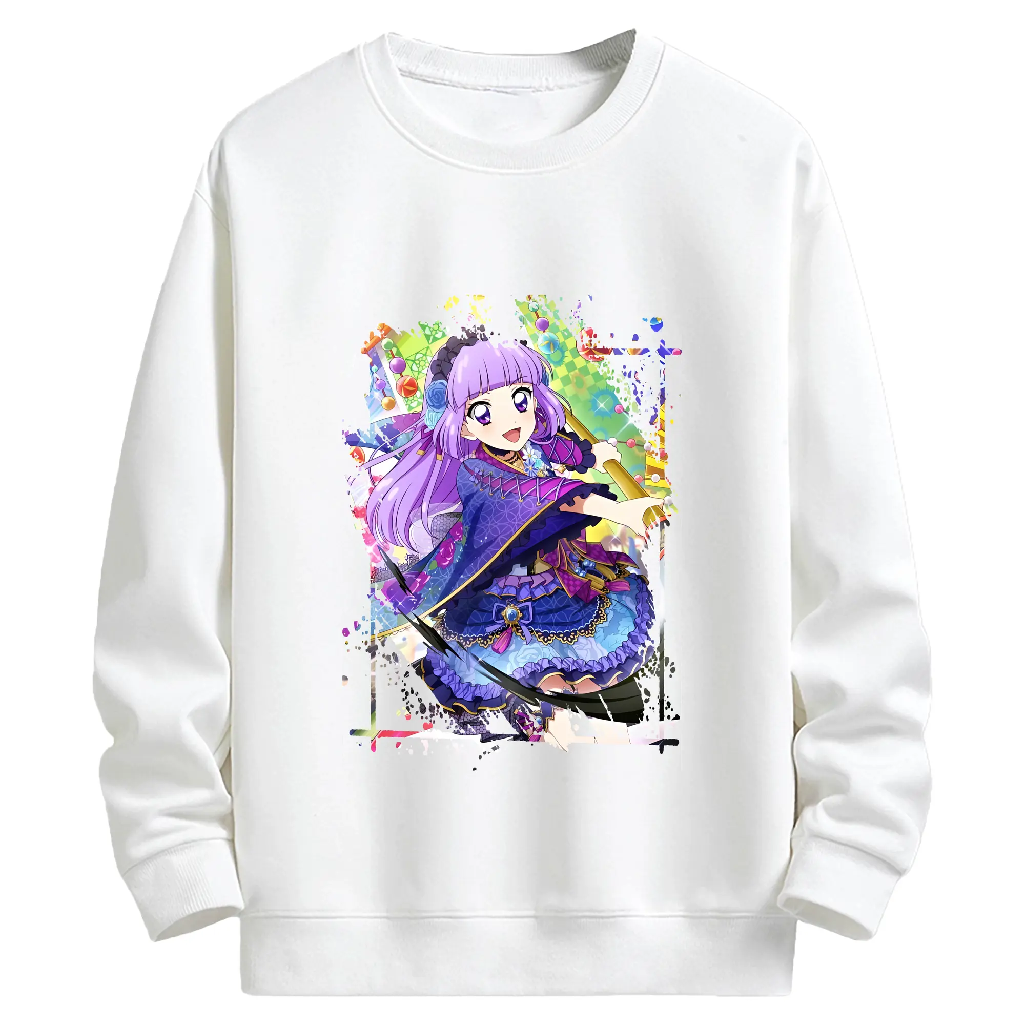 アイカツ グッズ 氷上 スミレ - キッズ クルーネックスウェットシャツ ・ フロントプリント ・ 綿80％ ポリエステル20％ ・ 快適 通学 スポーツ 日常使い お散歩用